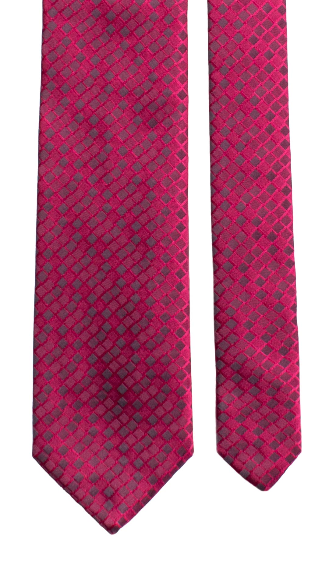 Cravatta di Seta Magenta Fantasia Blu 7243 Graffeo Cravatte Made in Italy Pala