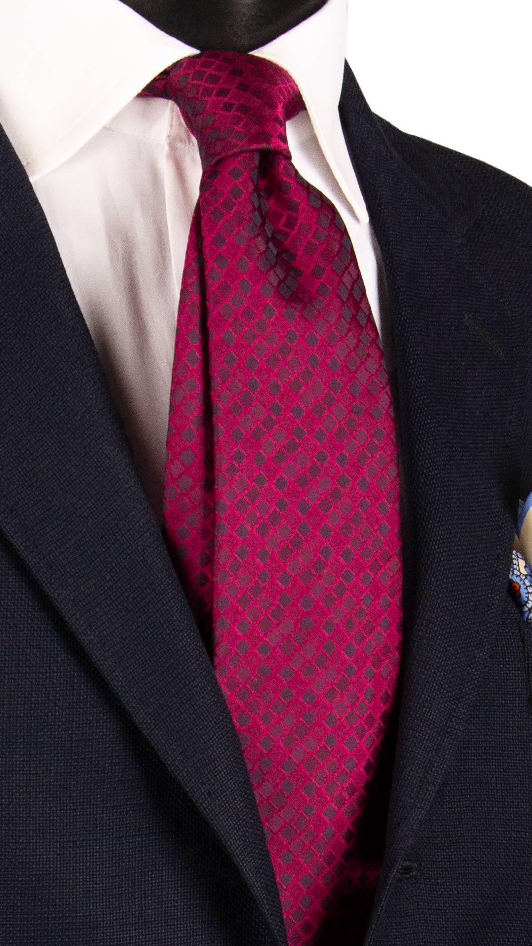 Cravatta di Seta Magenta Fantasia Blu 7243 Graffeo Cravatte Made in Italy