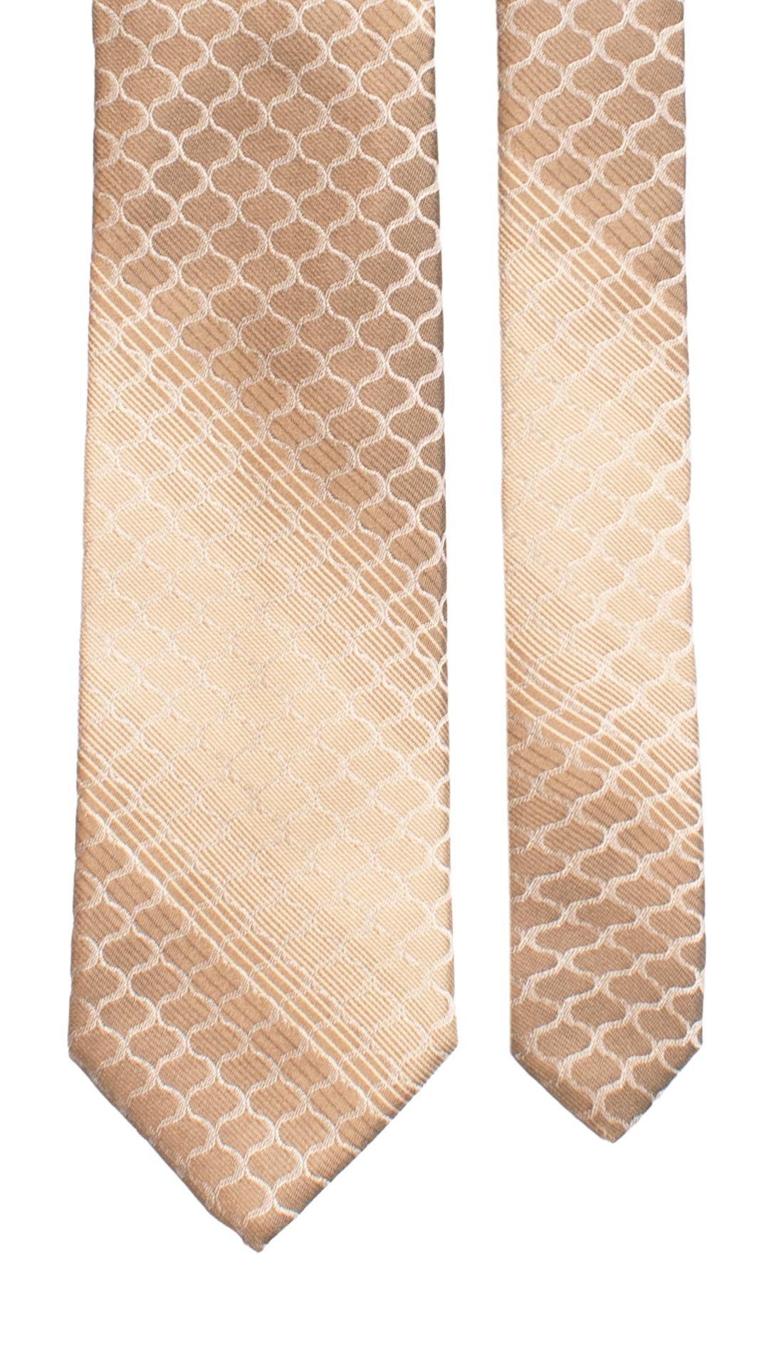 Cravatta di Seta Marrone Beige Fantasia Grigia 7193 Graffeo Cravatte Made in Italy Pala