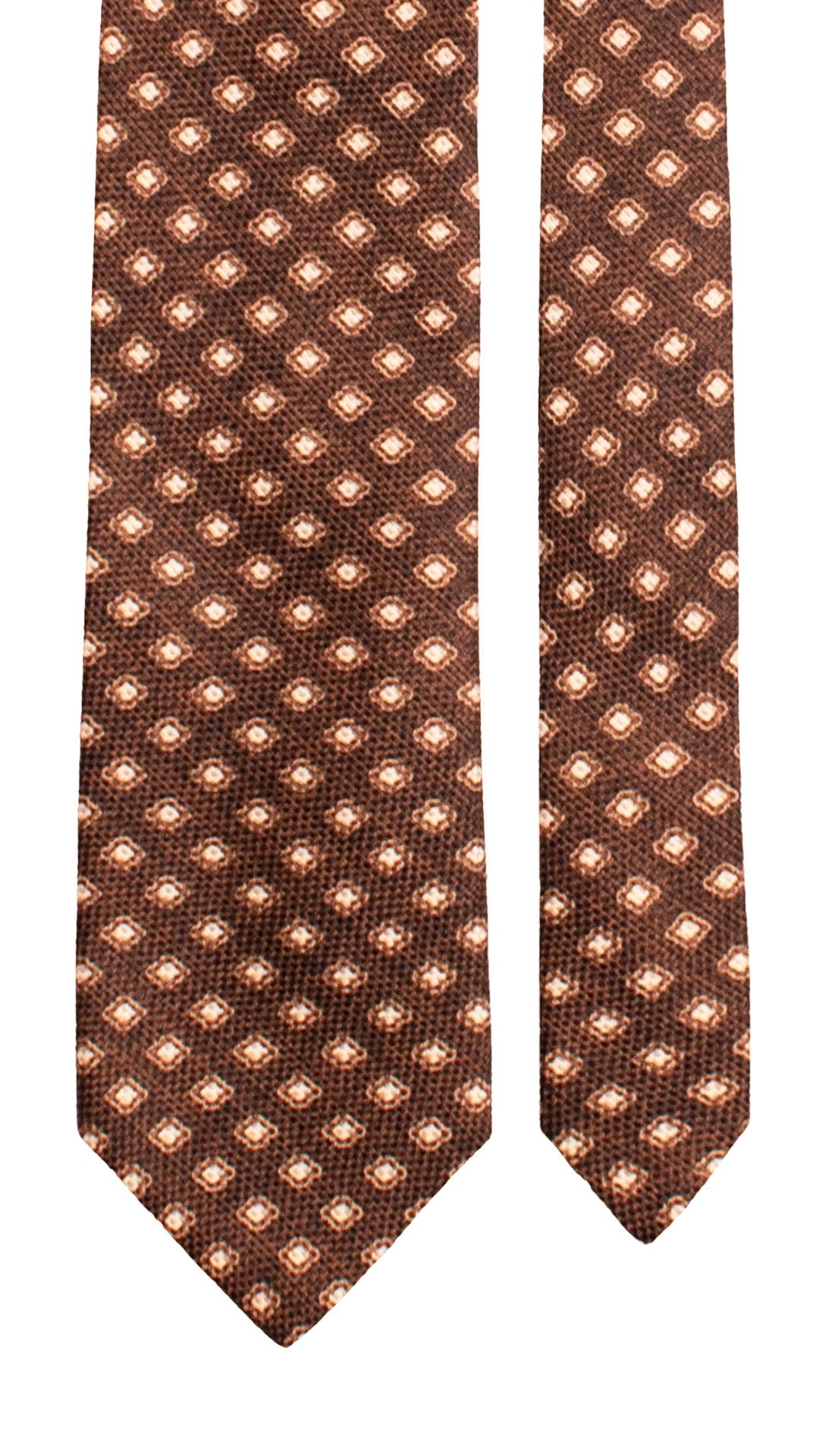 Cravatta di Seta Marrone Bruciato Fantasia Marrone Beige AN7647 Made in Italy Graffeo Cravatte Pala