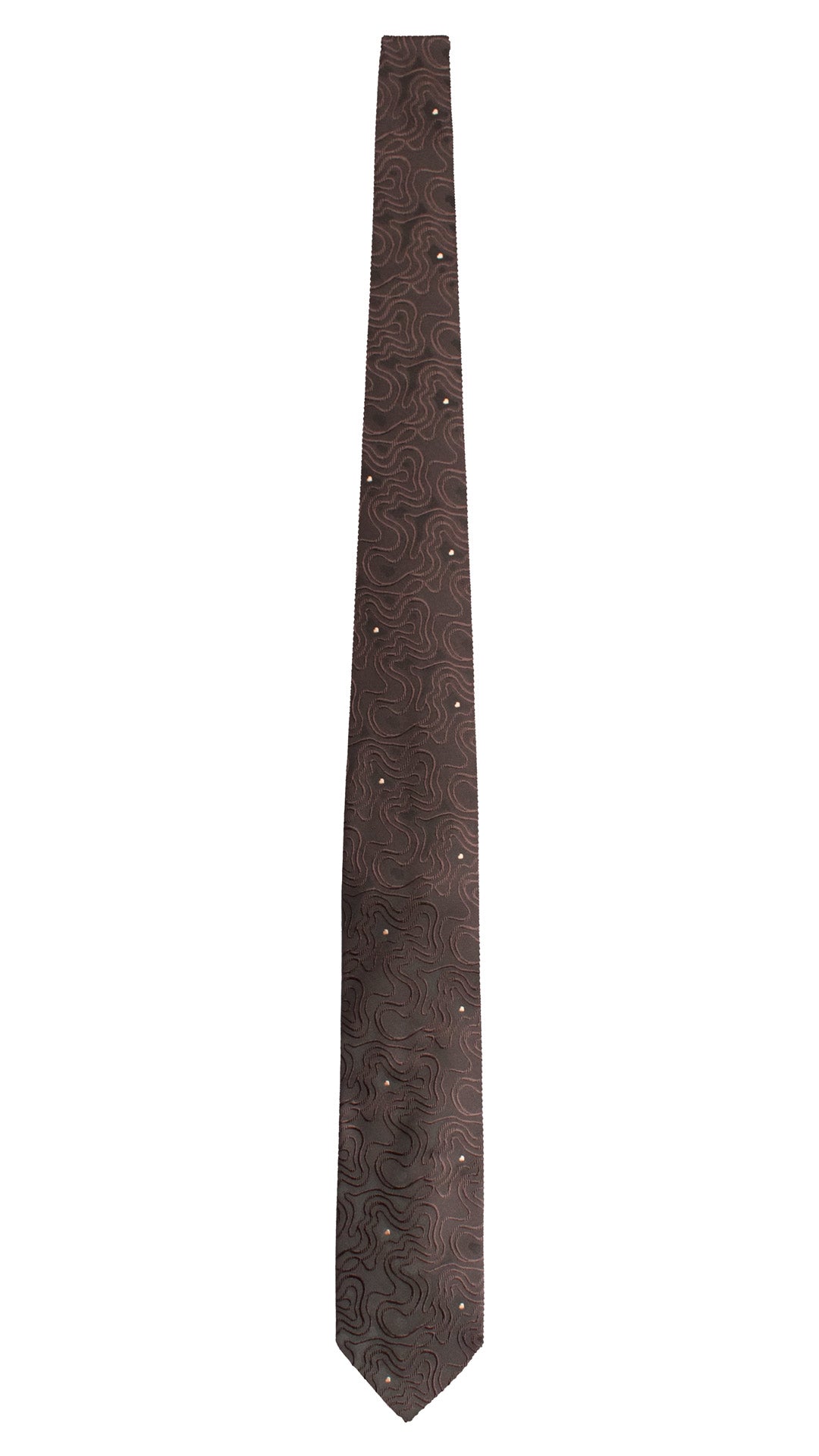 Cravatta di Seta Marrone Bruciato Fantasia Tono su Tono Beige 1692 Graffeo Cravatte Made in Italy Intera