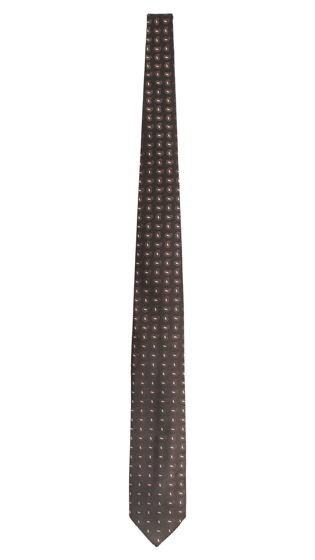 Cravatta di Seta Marrone Bruciato Paisley Marrone Beige 1672 Graffeo Cravatte Made in Italy Intera