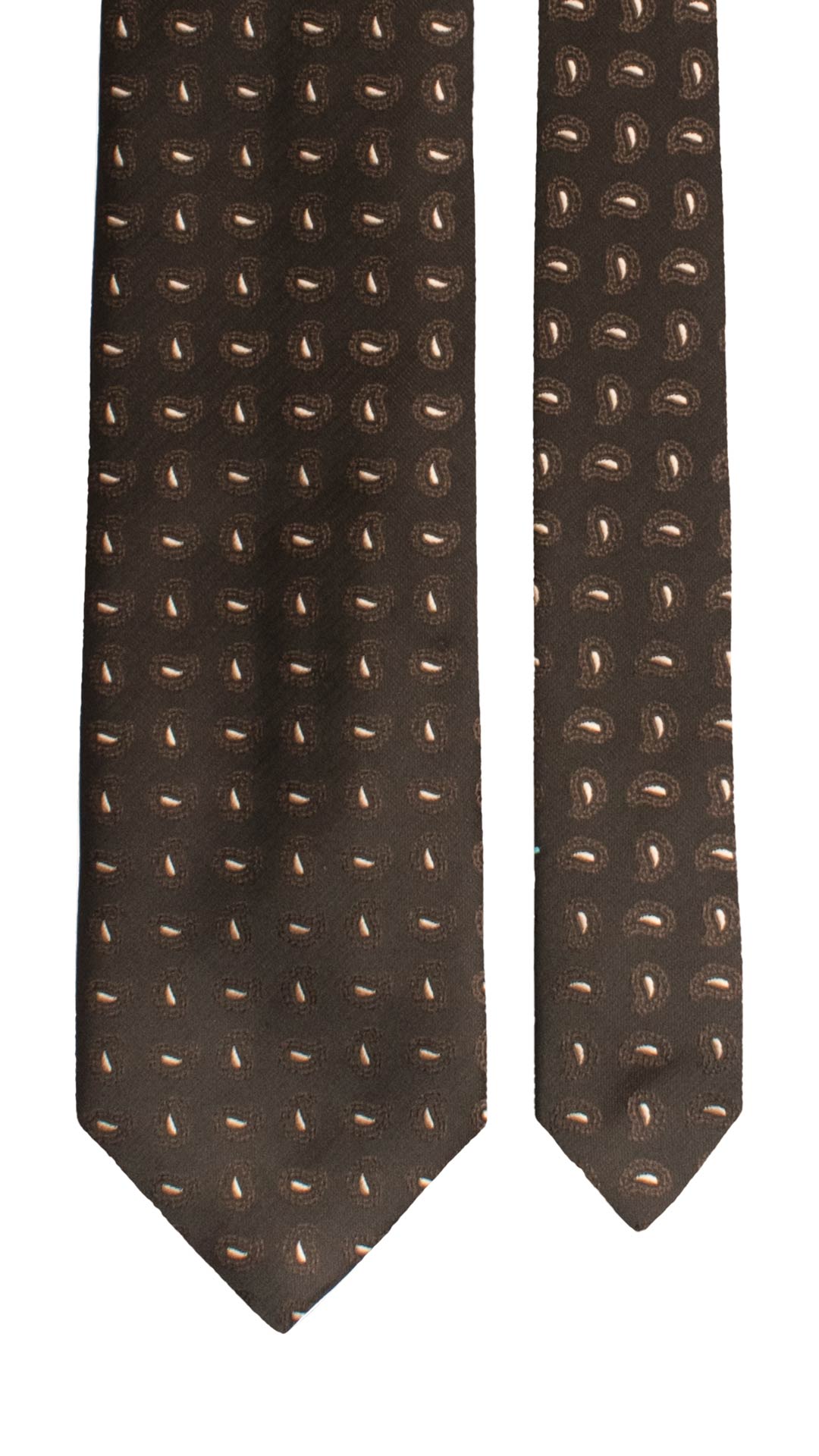 Cravatta di Seta Marrone Bruciato Paisley Marrone Beige 1672 Graffeo Cravatte Made in Italy Pala