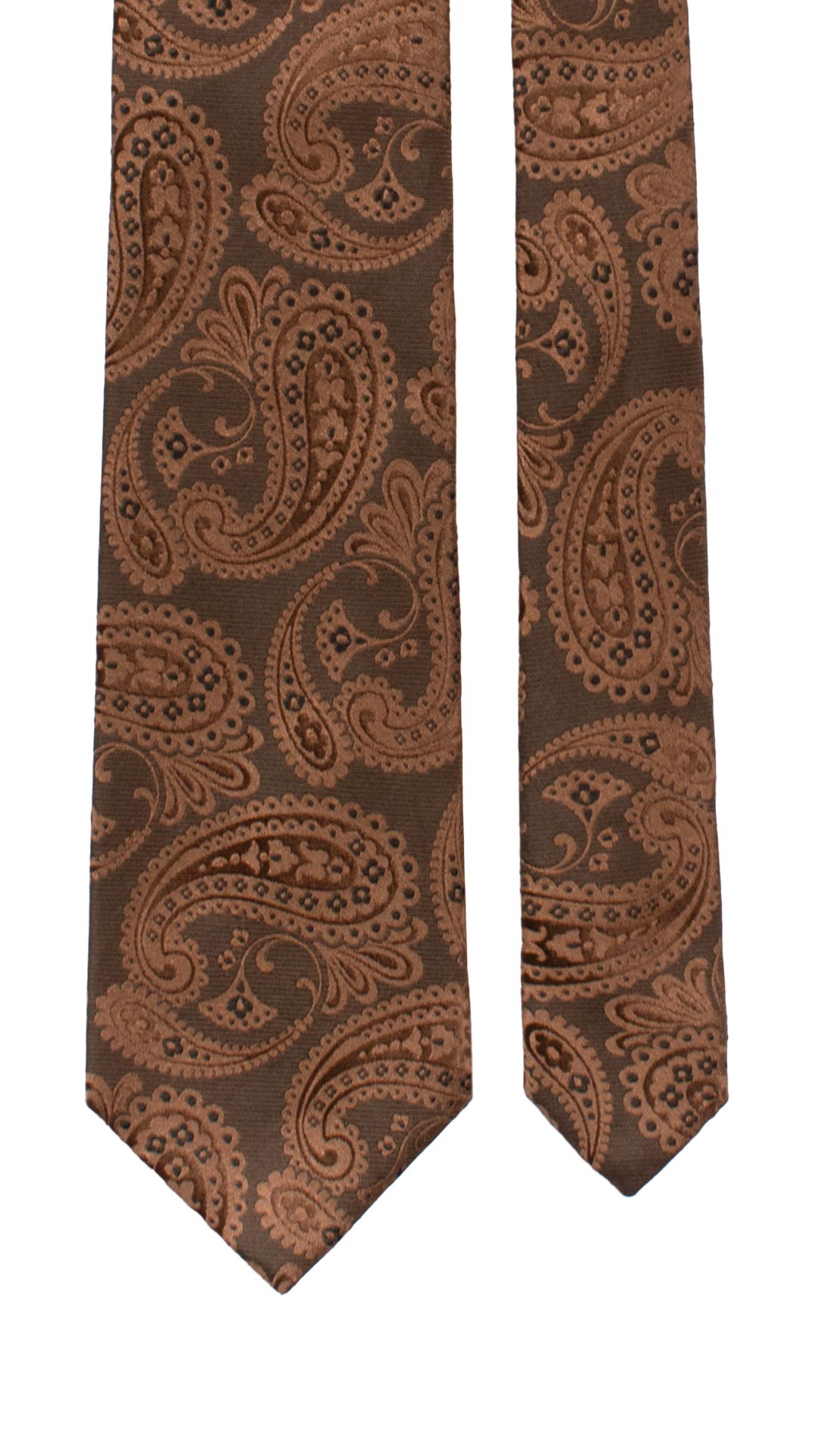 Cravatta di Seta Marrone Bruciato Paisley Marrone Chiaro AN7466 Made in Italy Graffeo Cravatte Pala