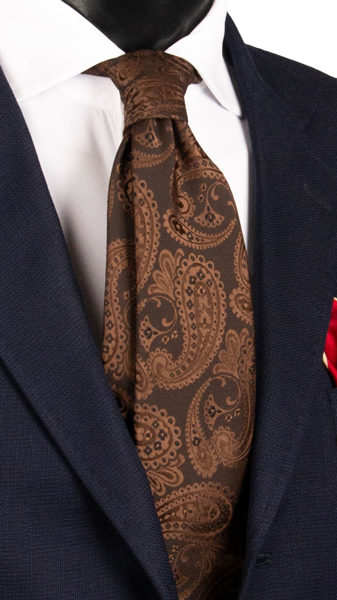 Cravatta di Seta Marrone Bruciato Paisley Marrone Chiaro AN7466 Made in Italy Graffeo Cravatte