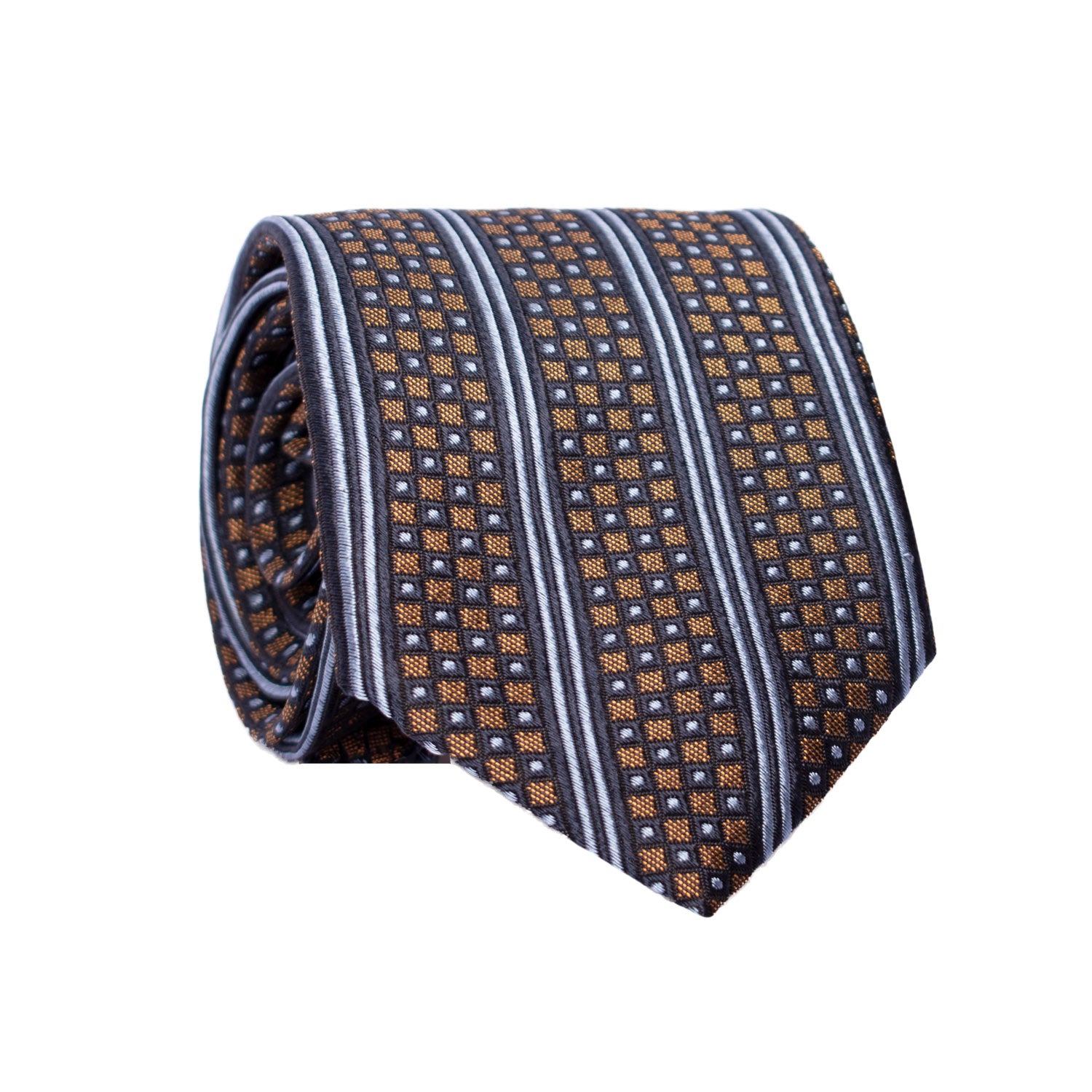 Cravatta di Seta Marrone Celeste Blu a Righe Verticali 7171 Graffeo Cravatte Made in Italy Rotolo