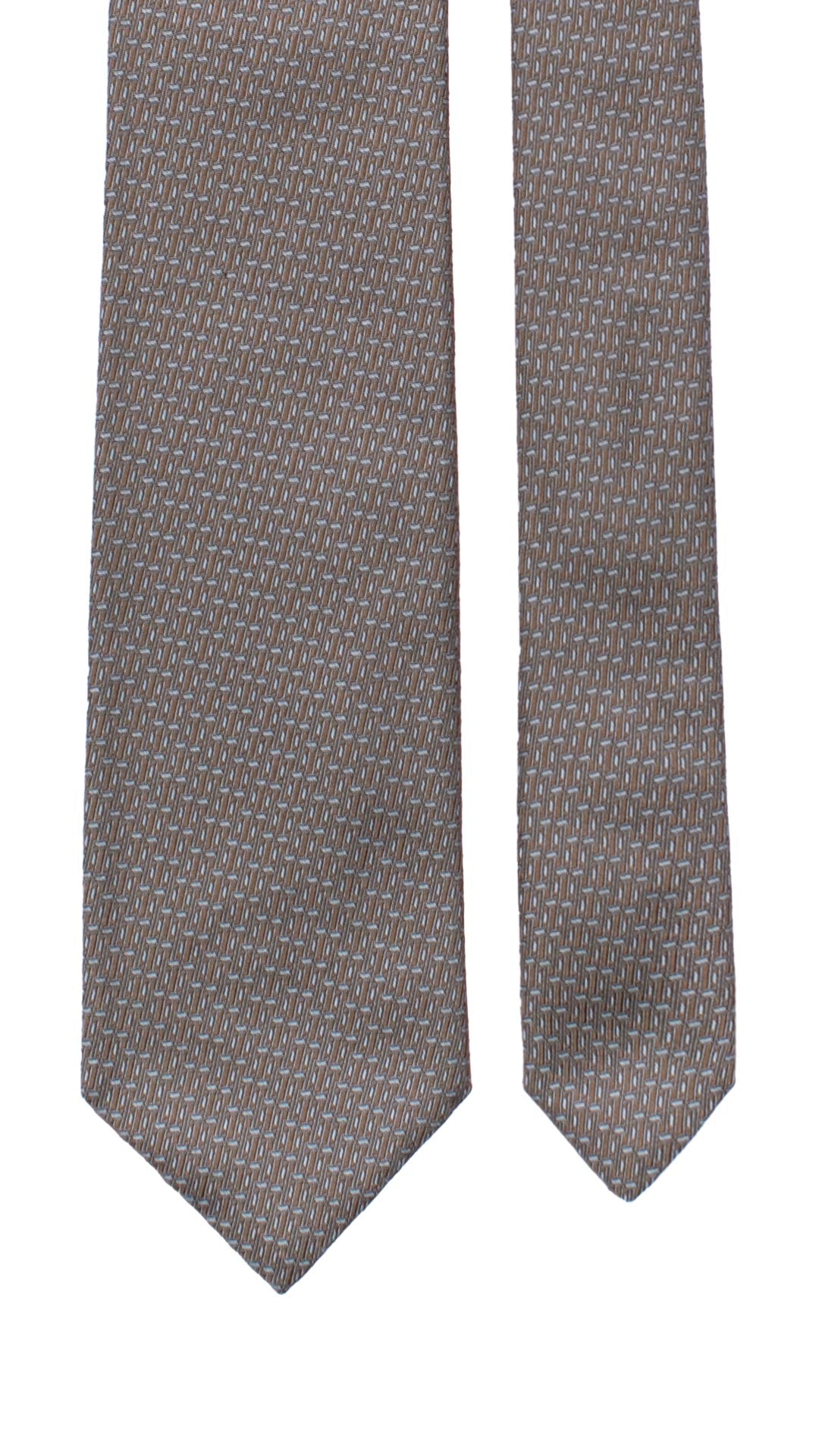 Cravatta di Seta Marrone Fantasia Celeste Effetto Cangiante 7525 Made in Italy Graffeo Cravatte Pala