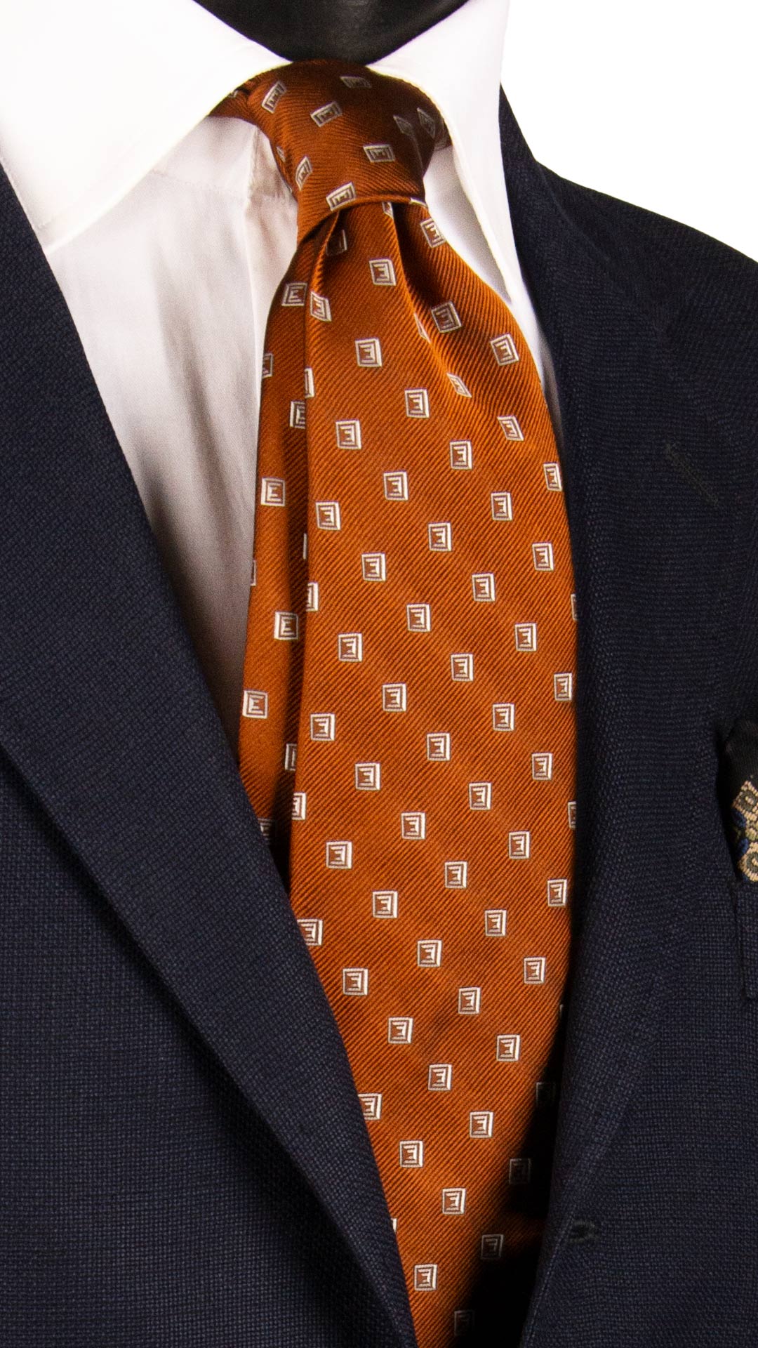 Cravatta-di-Seta-Marrone-Fantasia-Grigia-7132