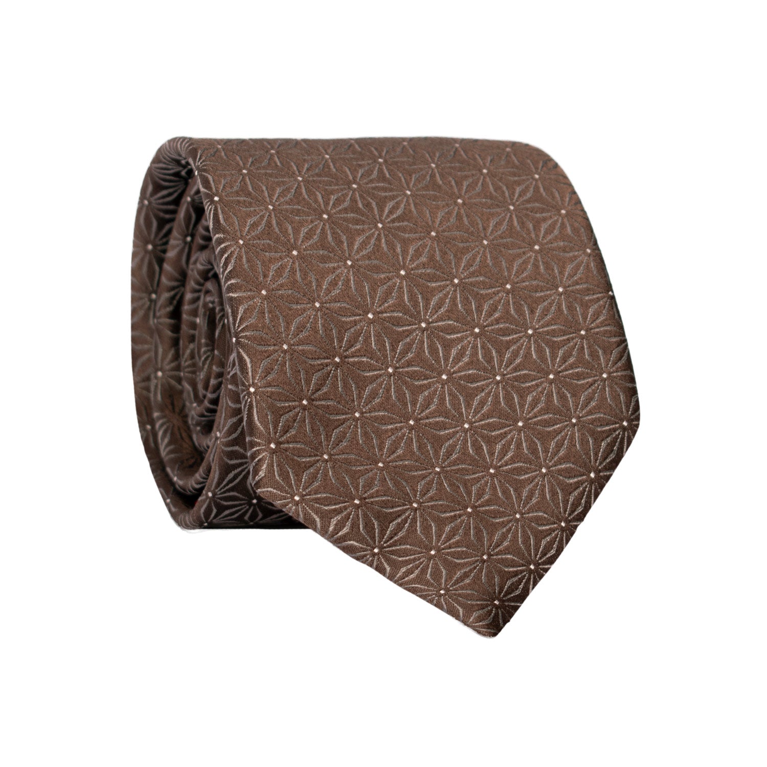 Cravatta di Seta Marrone Fantasia Grigia AN7154 Graffeo Cravatte Made in Italy Rotolo