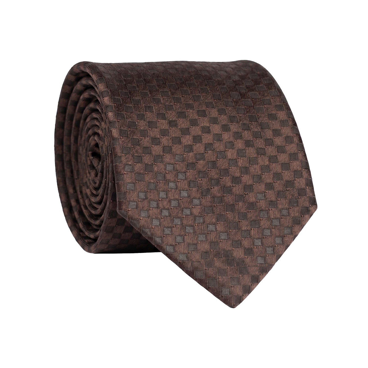 Cravatta di Seta Marrone Fantasia Marrone Bruciato 1658 Graffeo Cravatte Made in Italy Rotolo