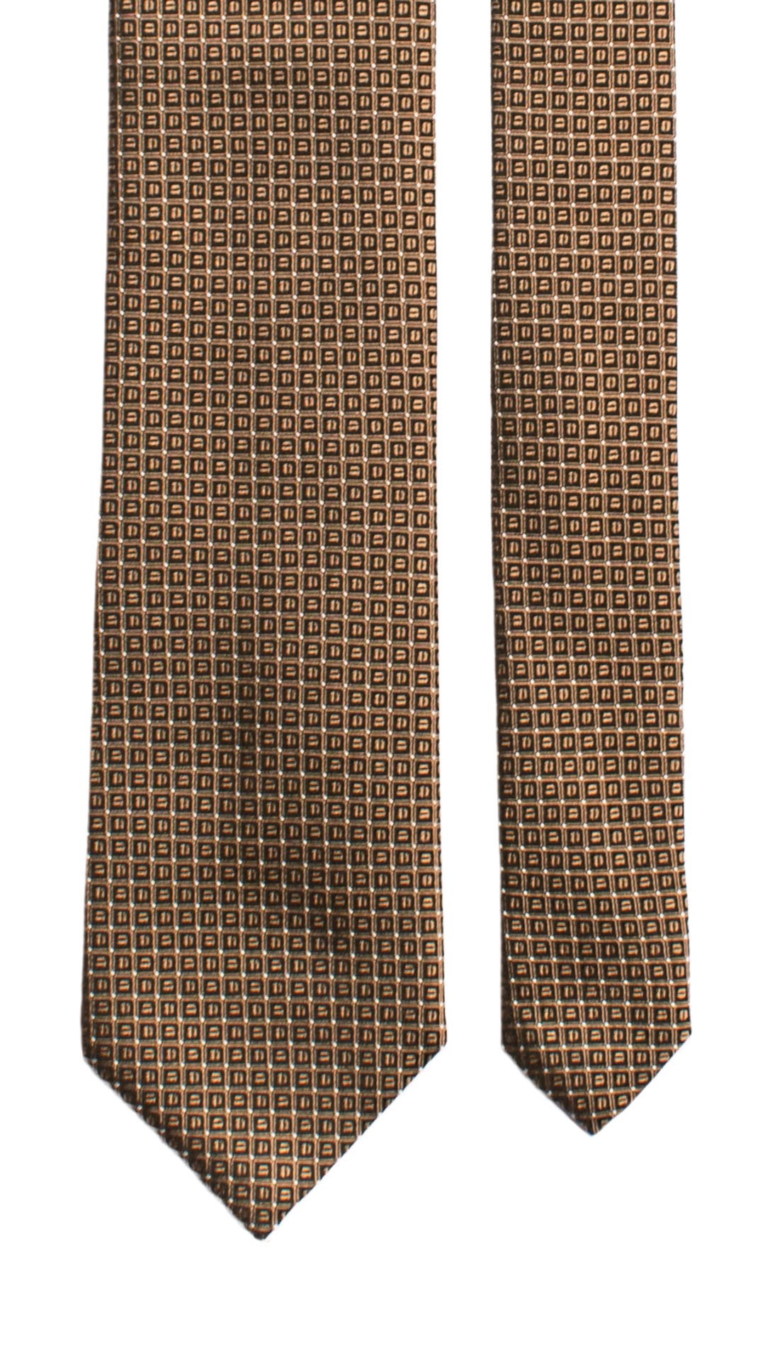 Cravatta di Seta Marrone Fantasia Nera Grigia 7257 Graffeo Cravatte Made in Italy Pala