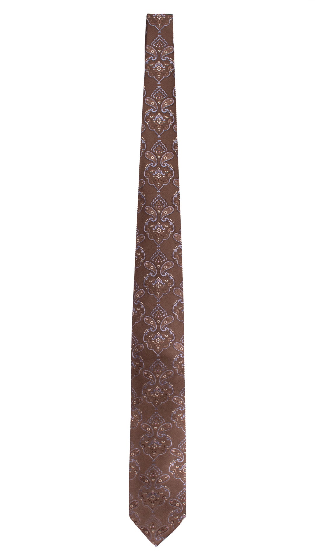Cravatta di Seta Marrone Paisley Lilla Rosa Bianco 1521 Graffeo Cravatte Made in Italy Intera