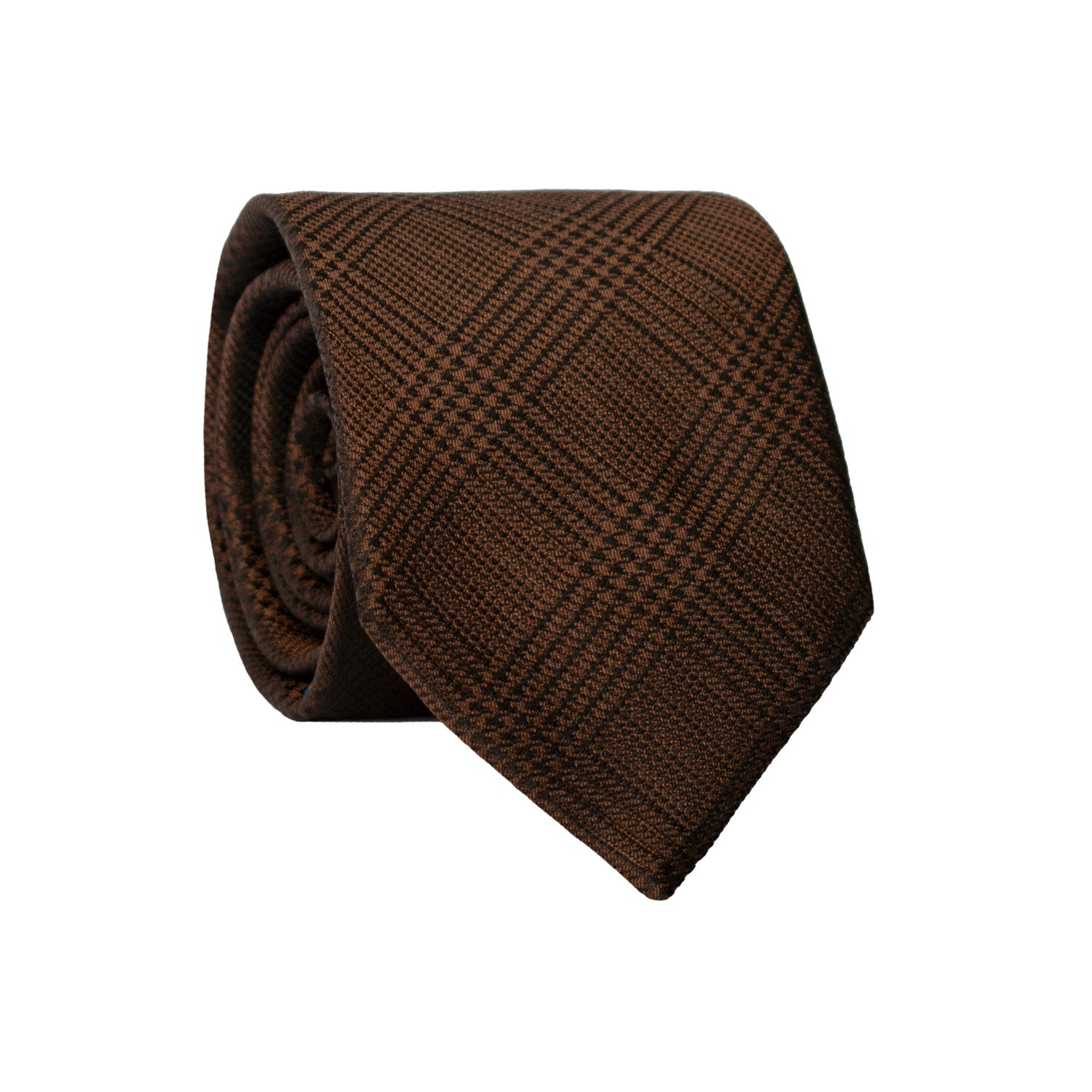 Cravatta di Seta Marrone Principe di Galles 7365 Graffeo Cravatte Made in Italy Rotolo