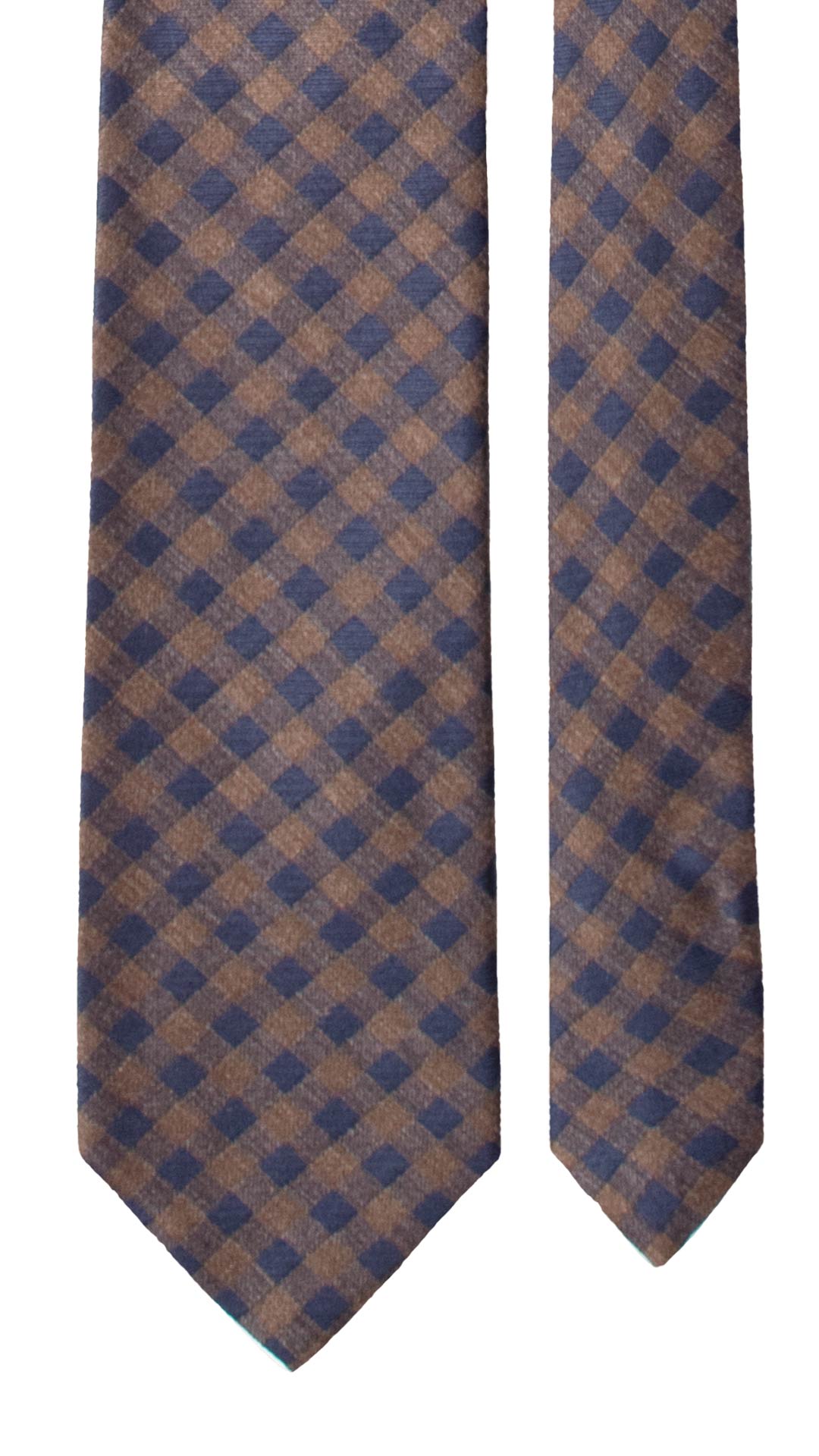 Cravatta di Seta Marrone a Quadri Blu AN7720 Made in Italy Graffeo Cravatte Pala