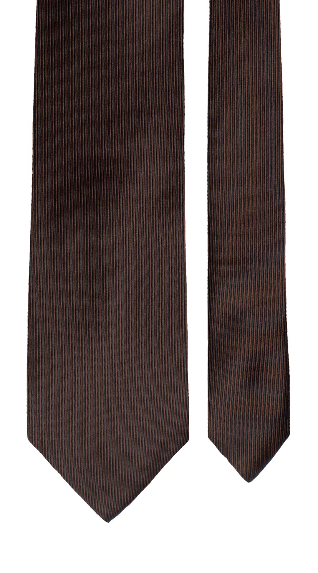 Cravatta di Seta Marrone Righe Verticali Marrone Bruciato Made in Italy Graffeo Cravatte Pala