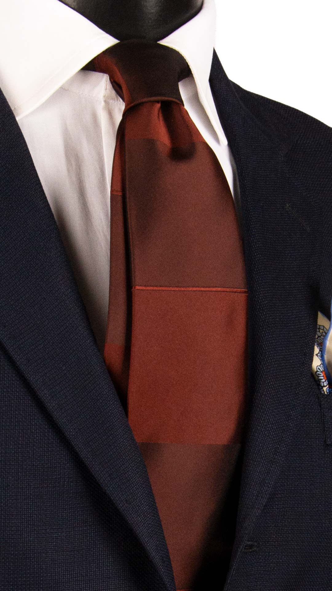 Cravatta di Seta Marrone con Righe Orizzontali Tono su Tono 7292 Graffeo Cravatte Made in Italy