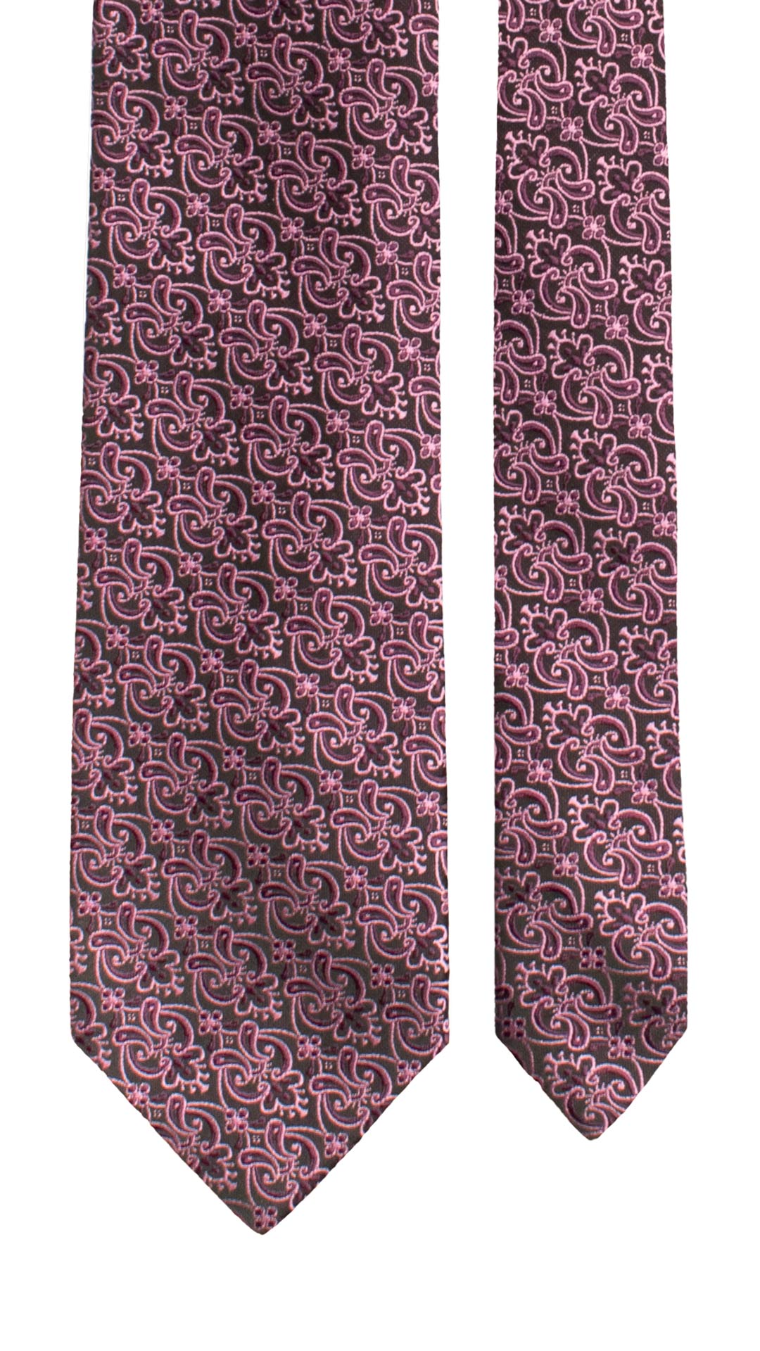 Cravatta di Seta Nera Paisley Viola Rosa 1530 Graffeo Cravatte Made in Italy Pala