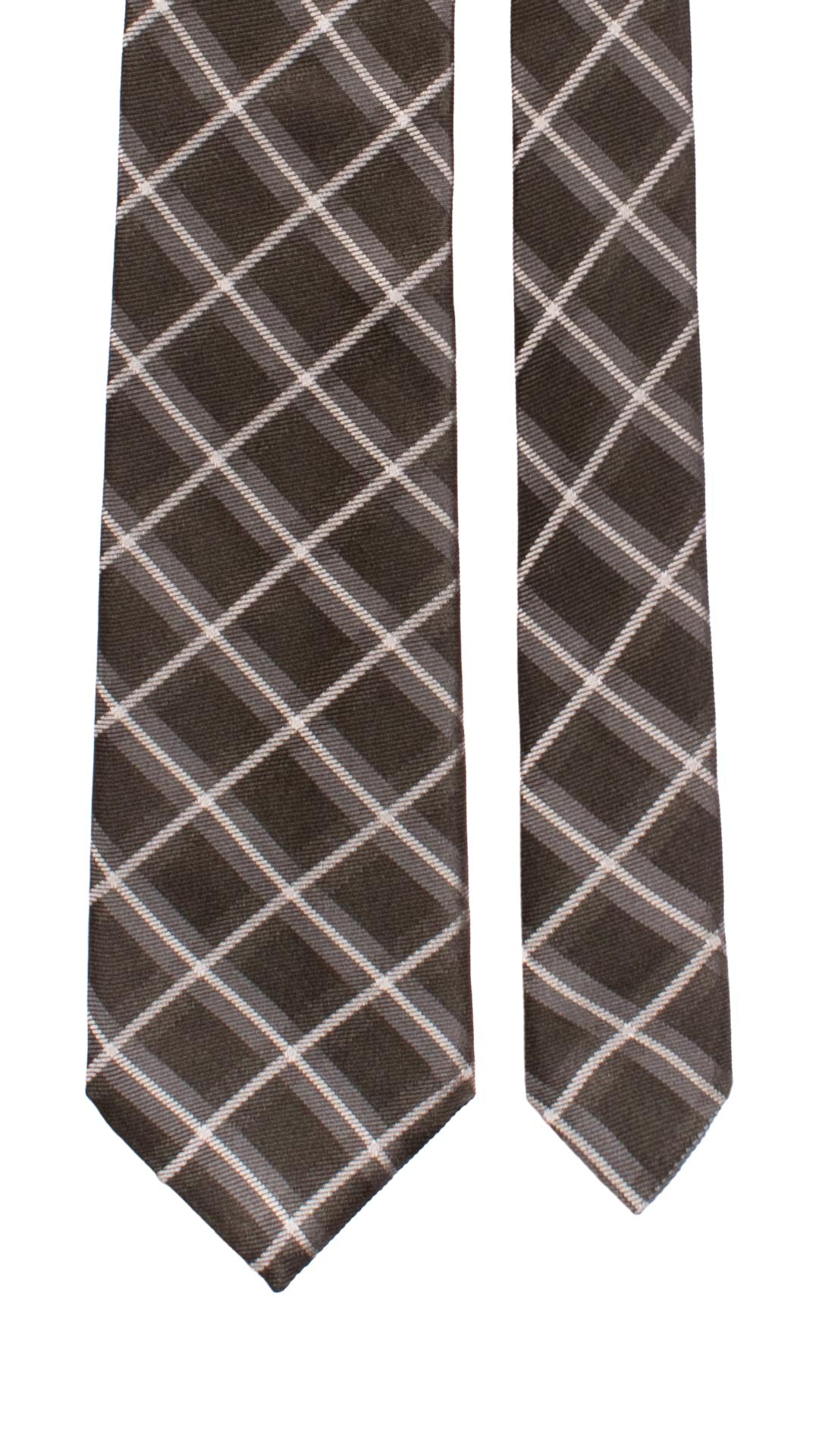 Cravatta di Seta Nera a Quadri Grigio Scuro Grigio Argento 7467 Made in Italy Graffeo Cravatte Pala