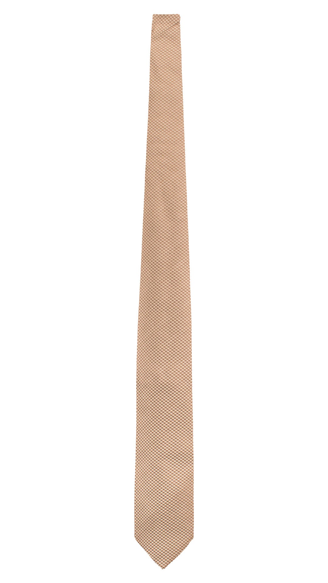 Cravatta di Seta Pied de Poule Beige Marrone 7773 Made in Italy Graffeo Cravatte Intera