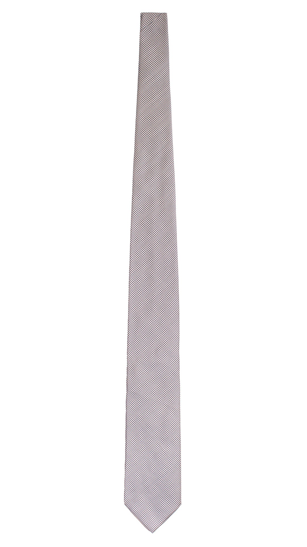 Cravatta di Seta Pied de Poule Bianco Avio Nero 7619 Made in Italy Graffeo Cravatte Intera