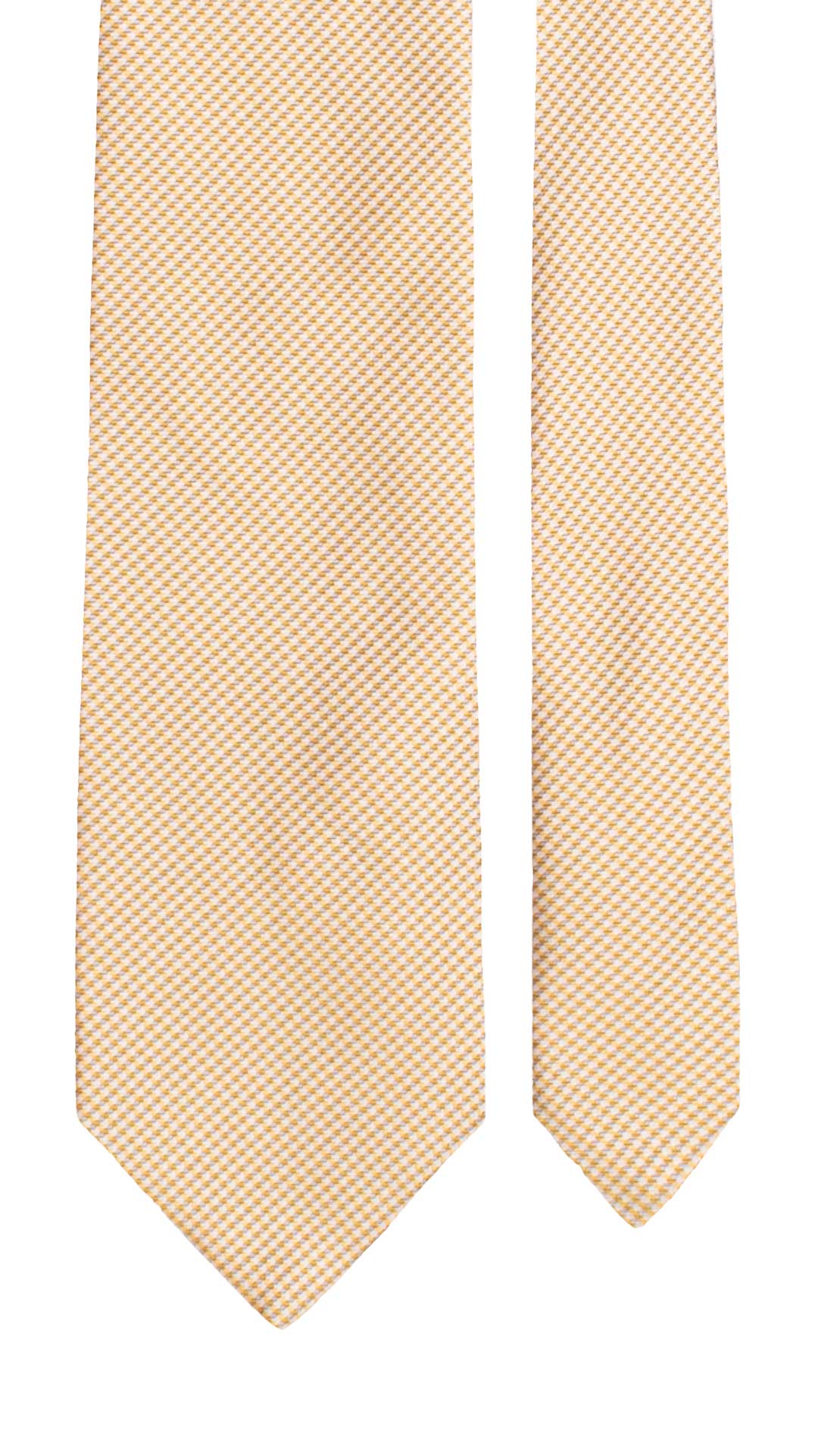 Cravatta di Seta Pied de Poule Bianco Giallo Nero 7623 Made in Italy Graffeo Cravatte Pala