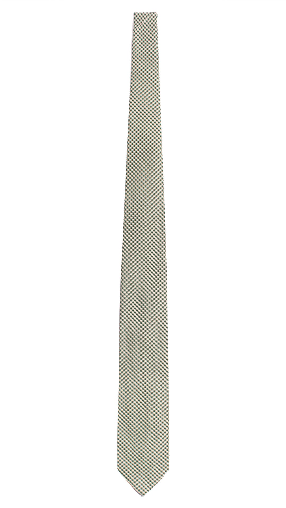 Cravatta di Seta Pied de Poule Bianco Verde Nero 7649 Made in Italy Graffeo Cravatte Intera