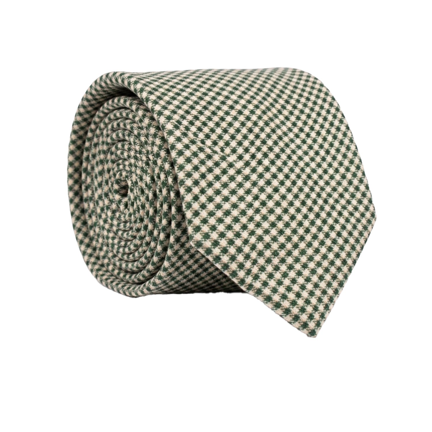 Cravatta di Seta Pied de Poule Bianco Verde Nero 7649 Made in Italy Graffeo Cravatte Rotolo