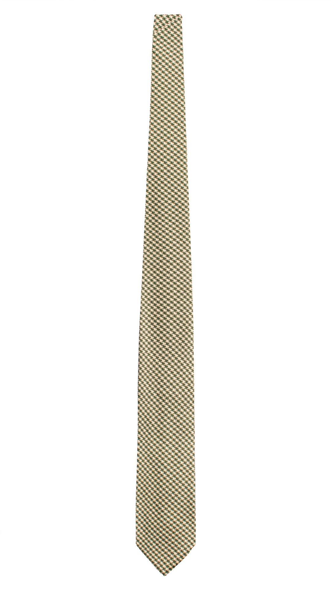 Cravatta di Seta Pied de Poule Verde Beige AN7665 Made in Italy Graffeo Cravatte Intera