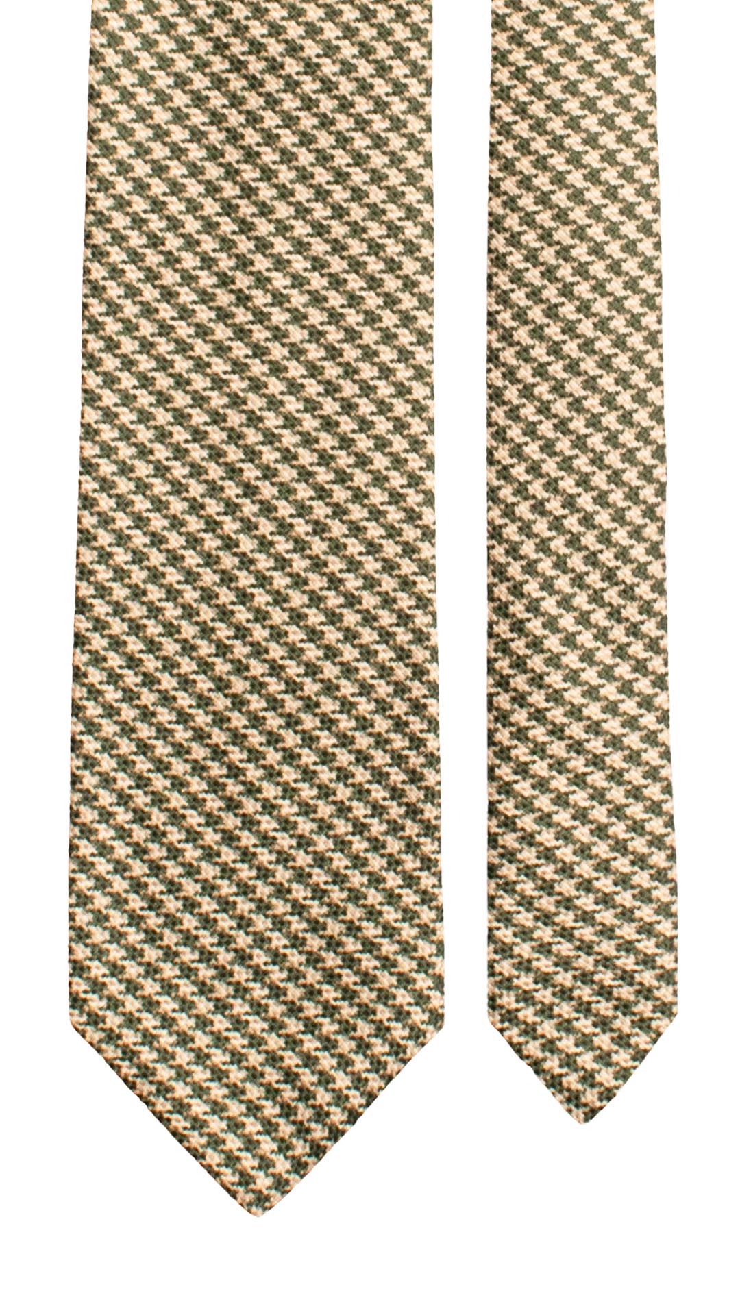 Cravatta di Seta Pied de Poule Verde Beige AN7665 Made in Italy Graffeo Cravatte Pala