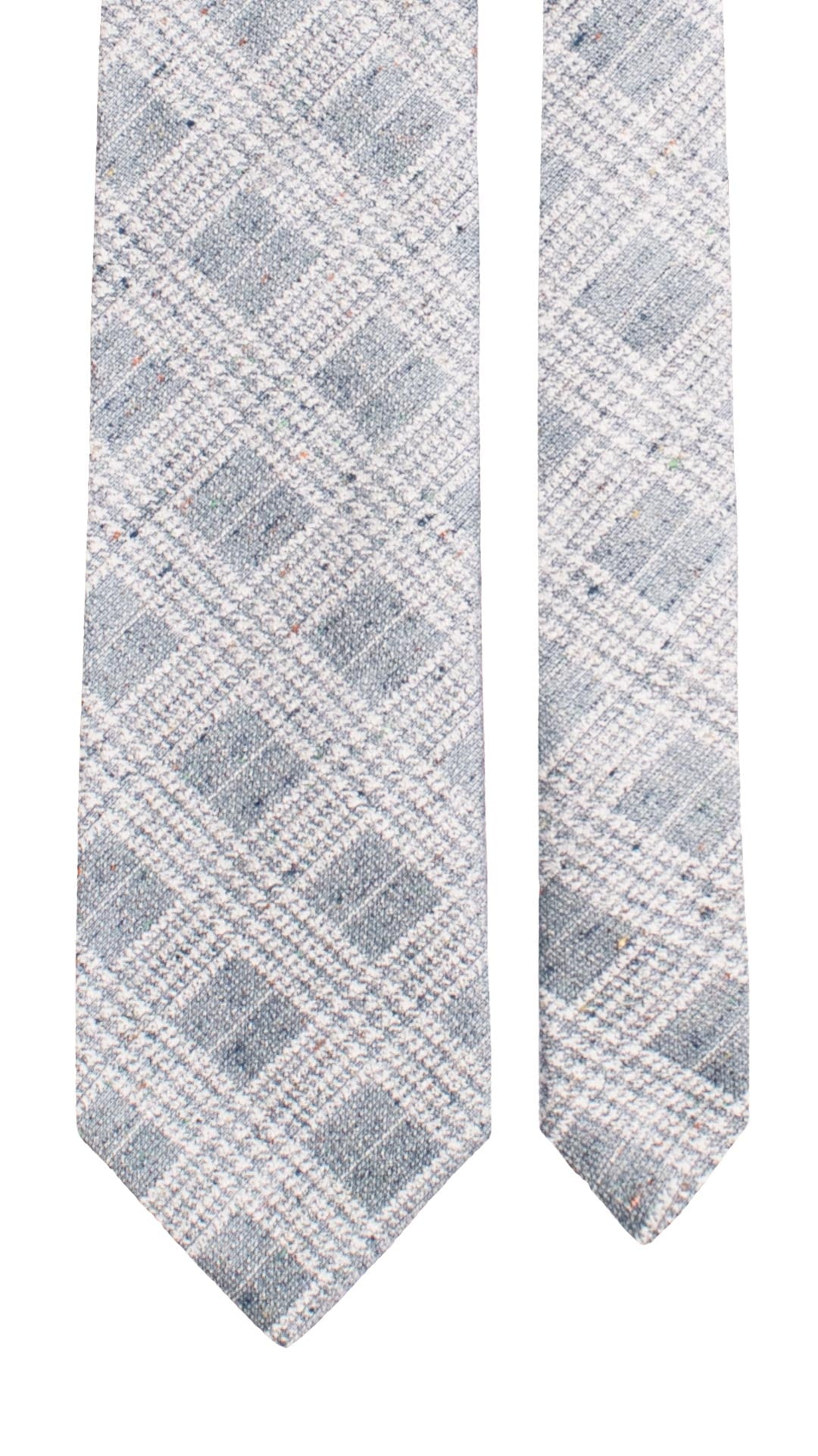 Cravatta di Seta Principe di Galles Celeste Polvere Effetto Tweed Multicolor AN7656 Made in Italy Graffeo Cravatte Pala