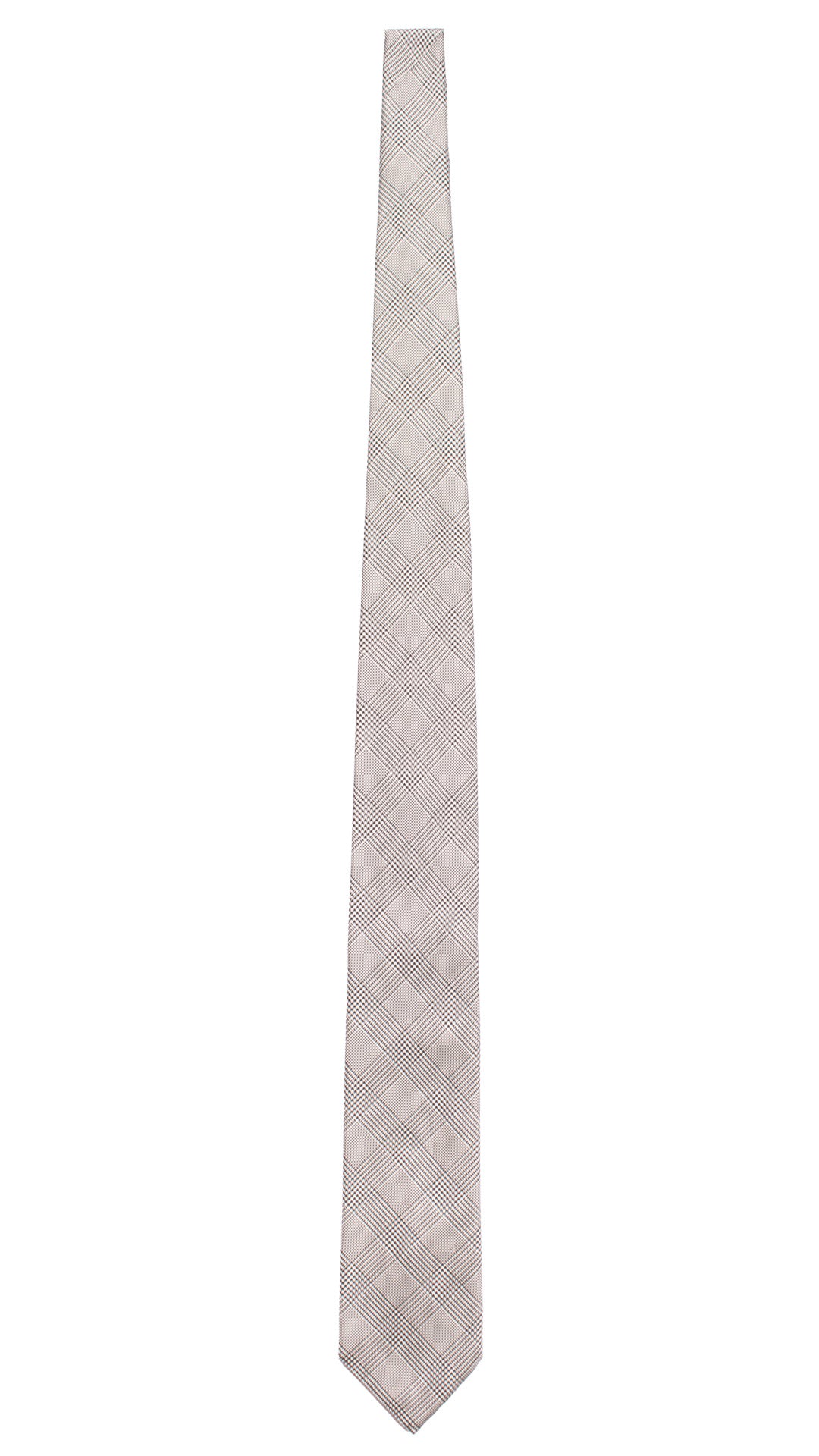 Cravatta di Seta Grigio Argento Nero Principe di Galles CY7524 Made in Italy Graffeo Cravatte Intera