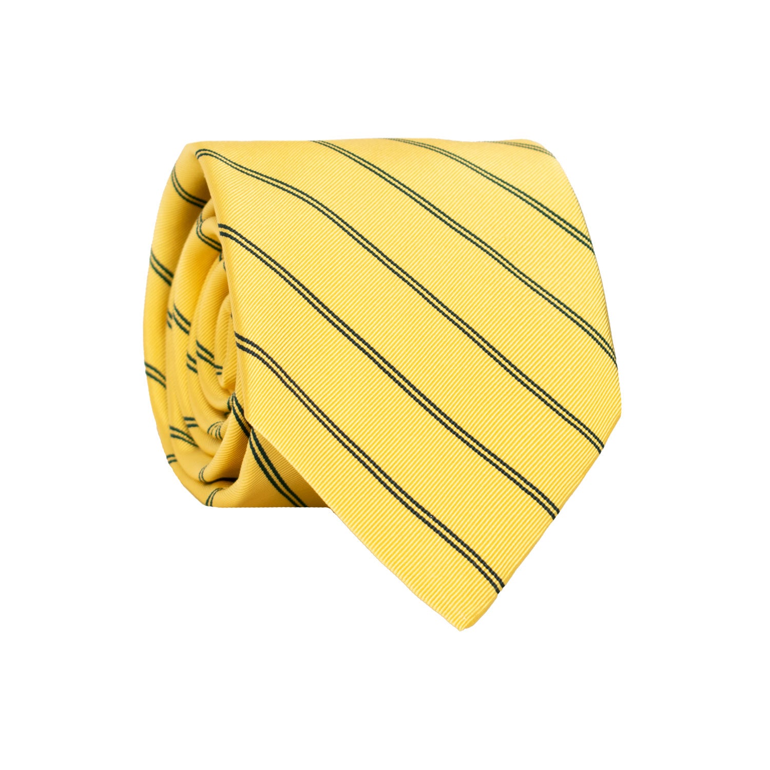 Cravatta di Seta Regimental Gialla con Righe Blu Notte 7441 Made in Italy Graffeo Cravatte Rotolo