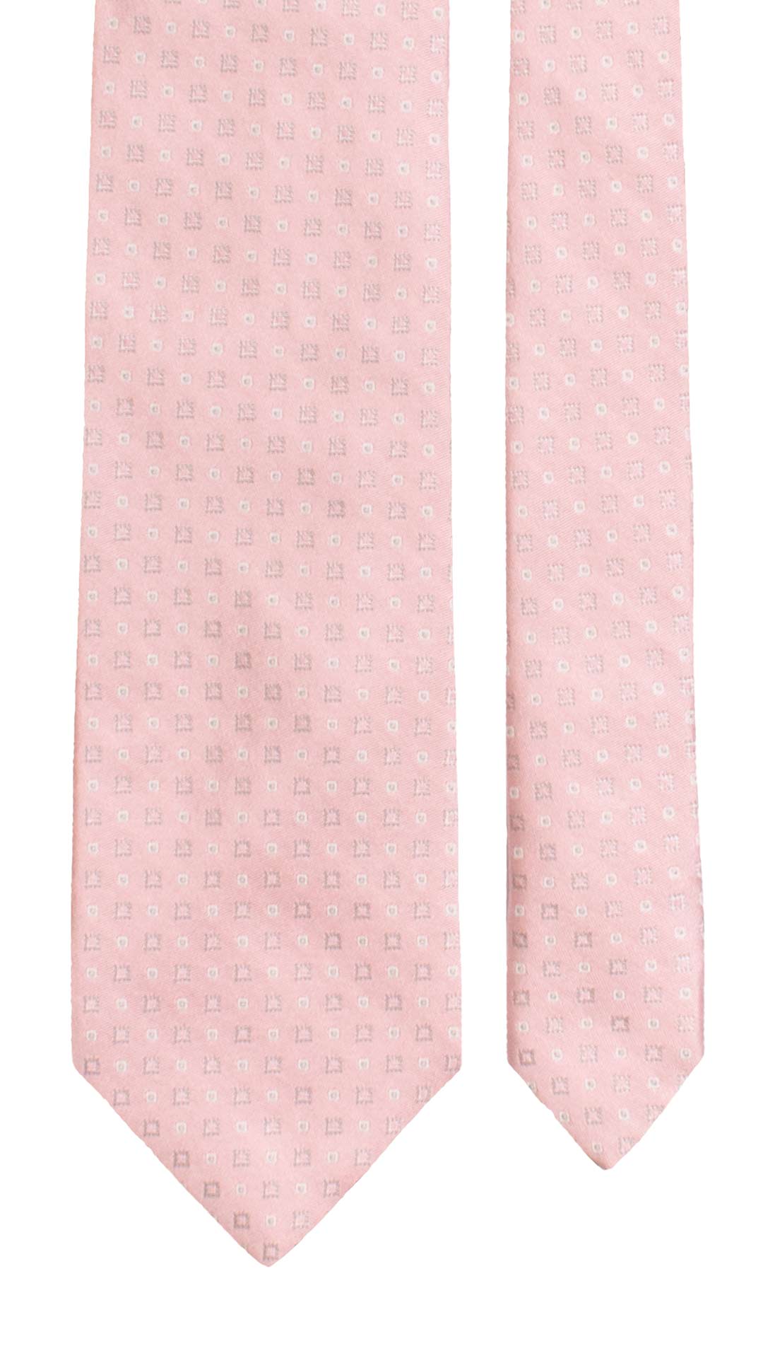 Cravatta di Seta Rosa Fantasia Grigio Bianco 7726 Made in Italy Graffeo Cravatte Pala
