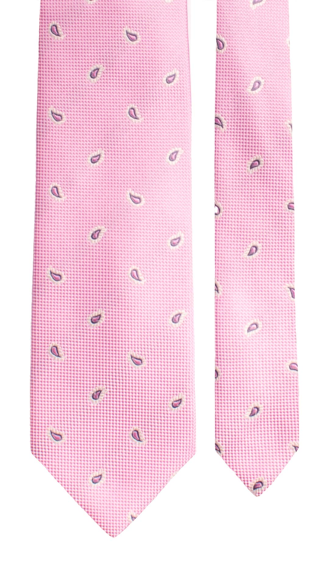Cravatta di Seta Rosa Paisley Bianco Grigio 2084 Graffeo Cravatte Made in Italy Pala