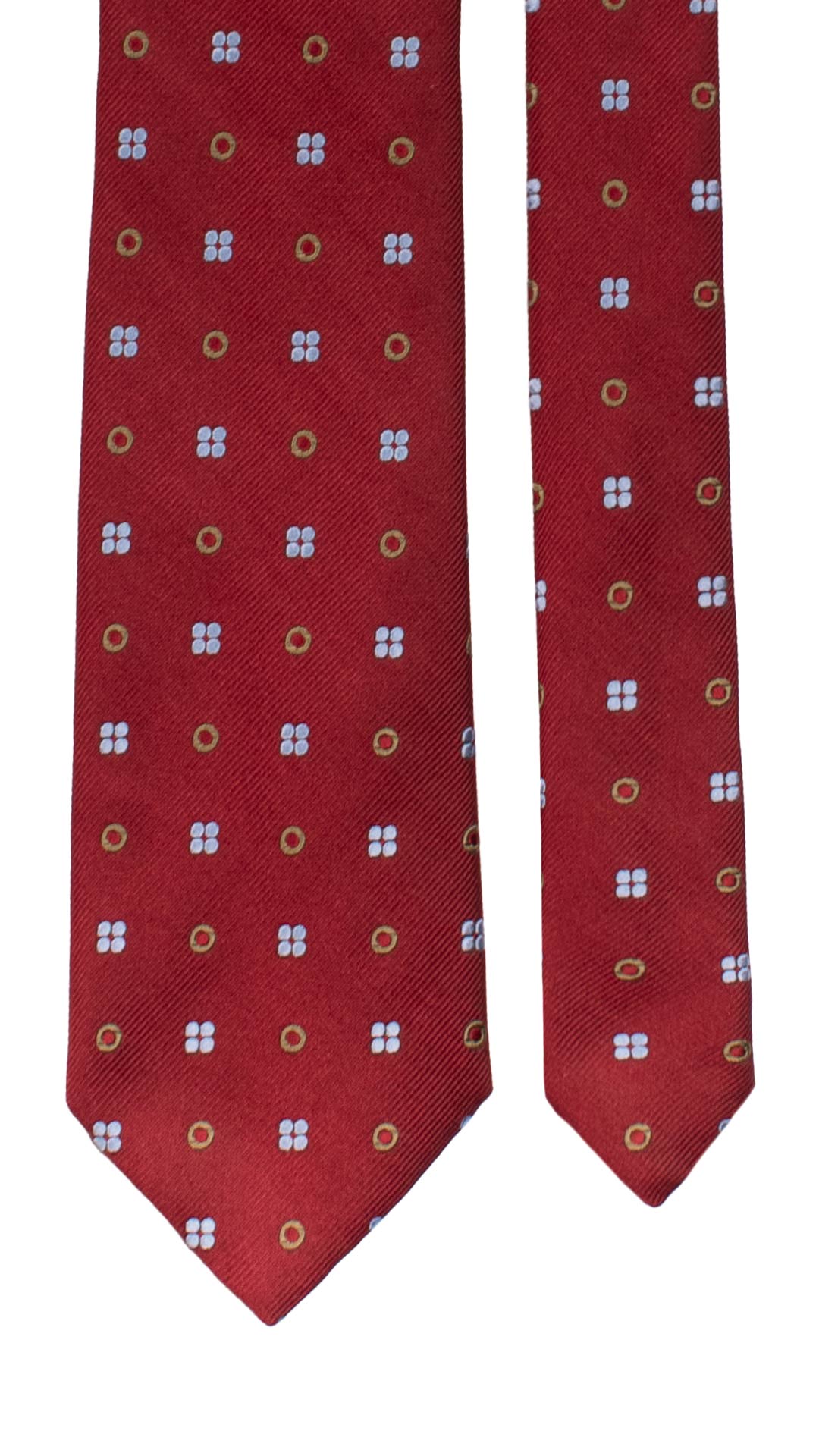 Cravatta di Seta Rossa Bordeaux Fantasia Celeste Verde Oliva AN7368 Graffeo Cravatte Made in Italy Pala