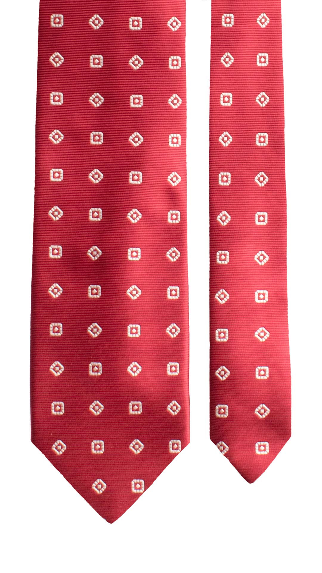 Cravatta di Seta Rossa Fantasia Bianca 1764 Graffeo Cravatte Made in Italy Pala