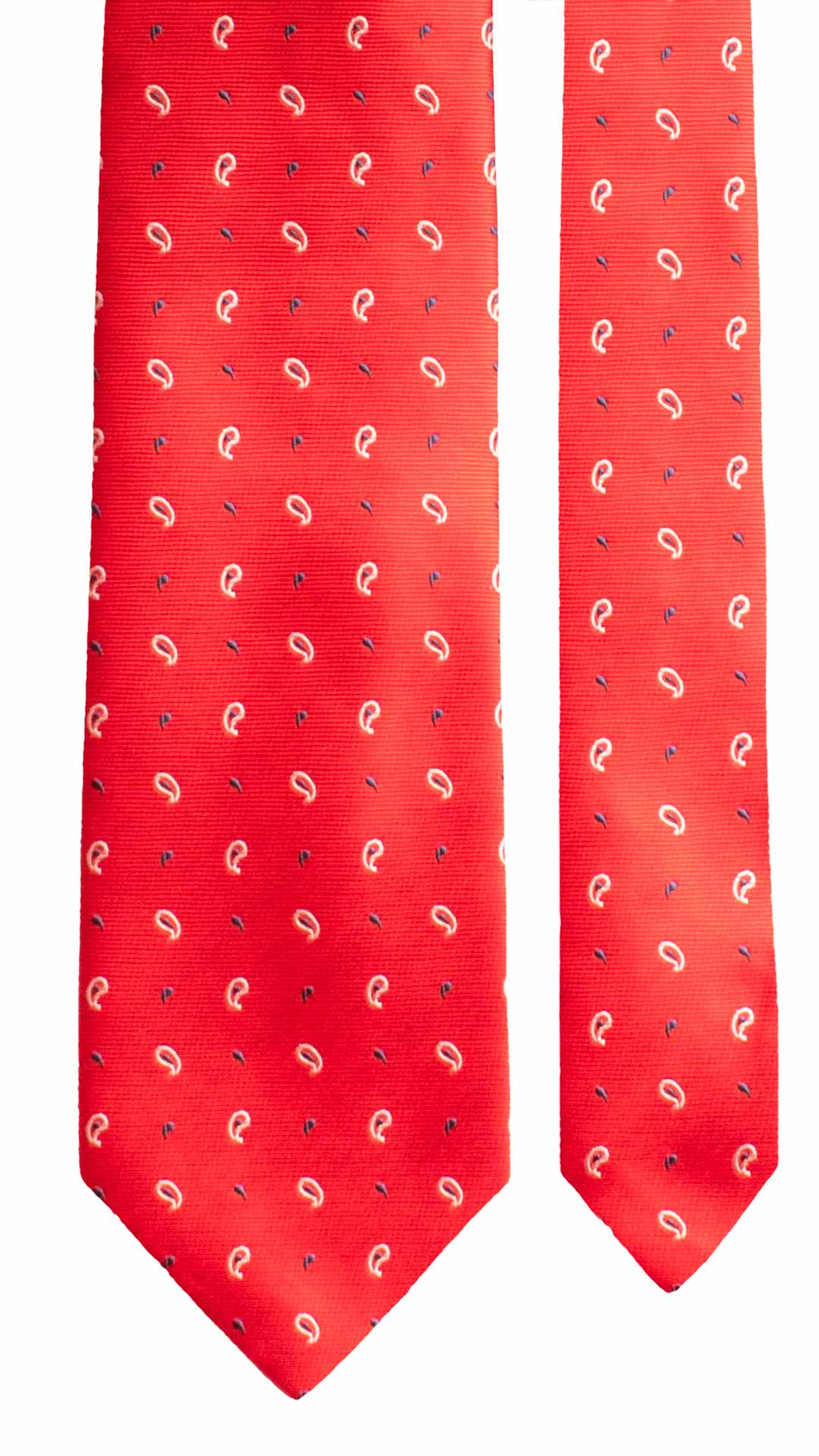 Cravatta di Seta Rossa Paisley Bianco Blu Navy 1996 Graffeo Cravatte Made in Italy Pala