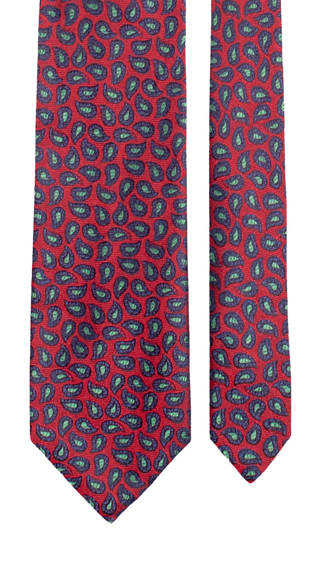 Cravatta di Seta Rossa Paisley Blu Verdi AN7612 Made in Italy Graffeo Cravatte Pala
