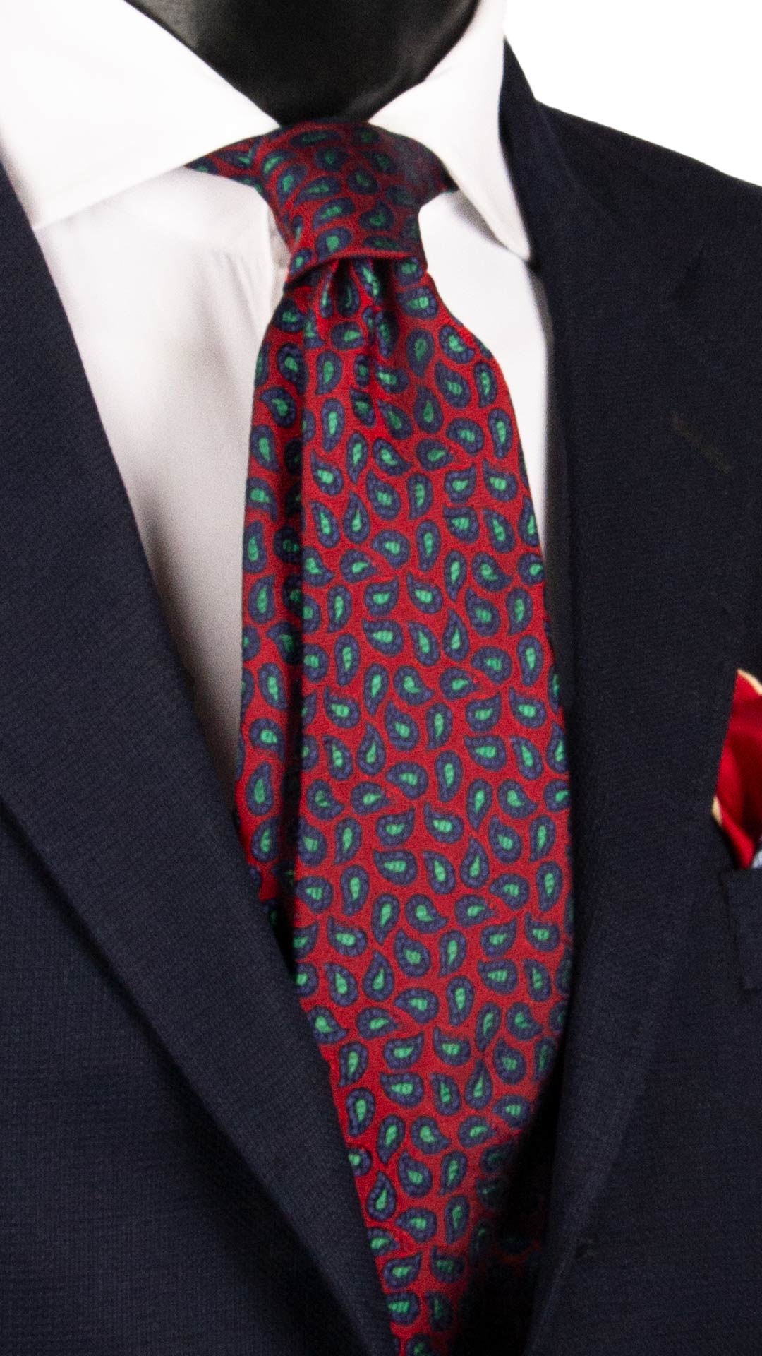 Cravatta di Seta Rossa Paisley Blu Verdi AN7612 Made in Italy Graffeo Cravatte