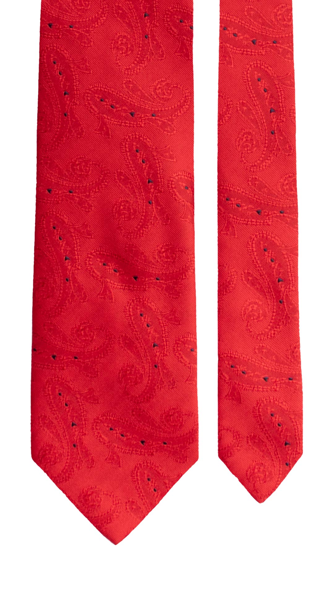 Cravatta di Seta Rossa Paisley Tono su Tono Blu 1652 Graffeo Cravatte Made in Italy Pala