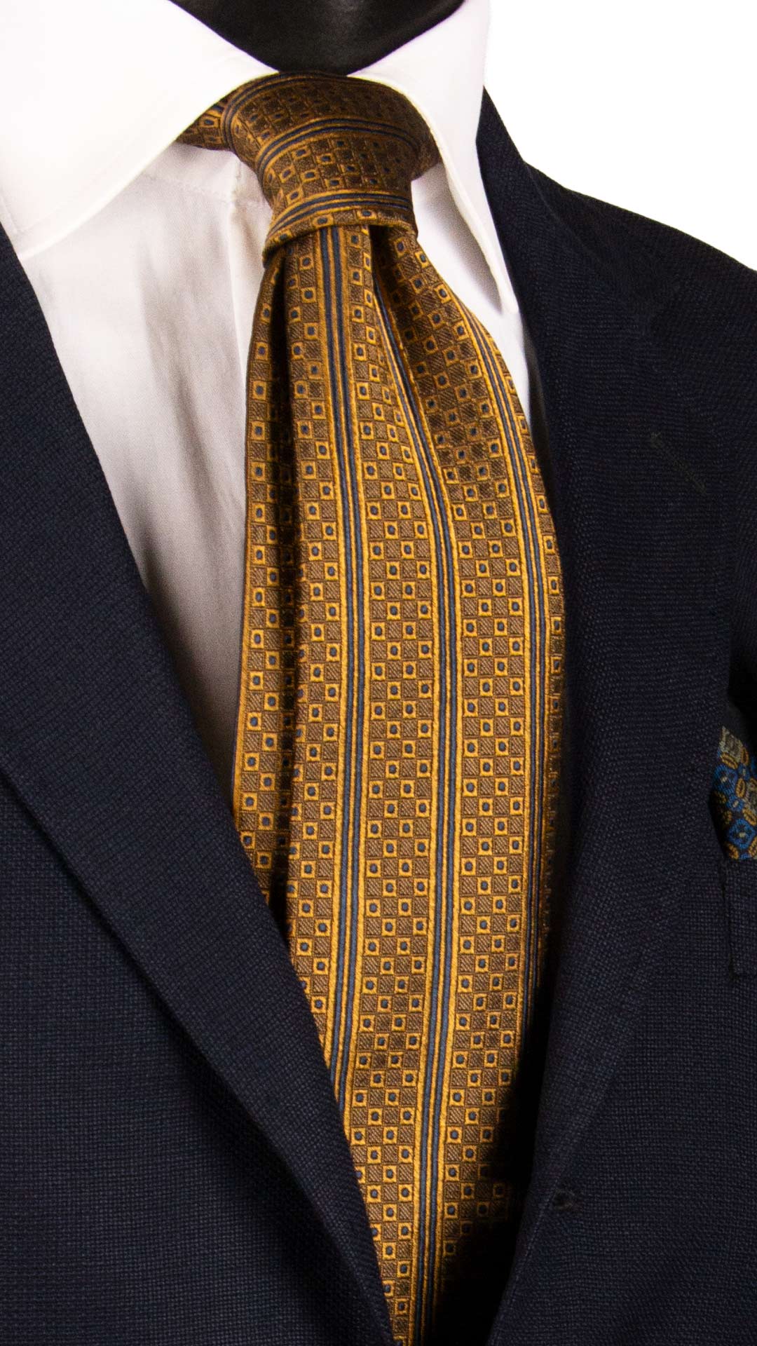 Cravatta di Seta Ruggine Blu con Righe Verticali 7169 Graffeo Cravatte Made in Italy