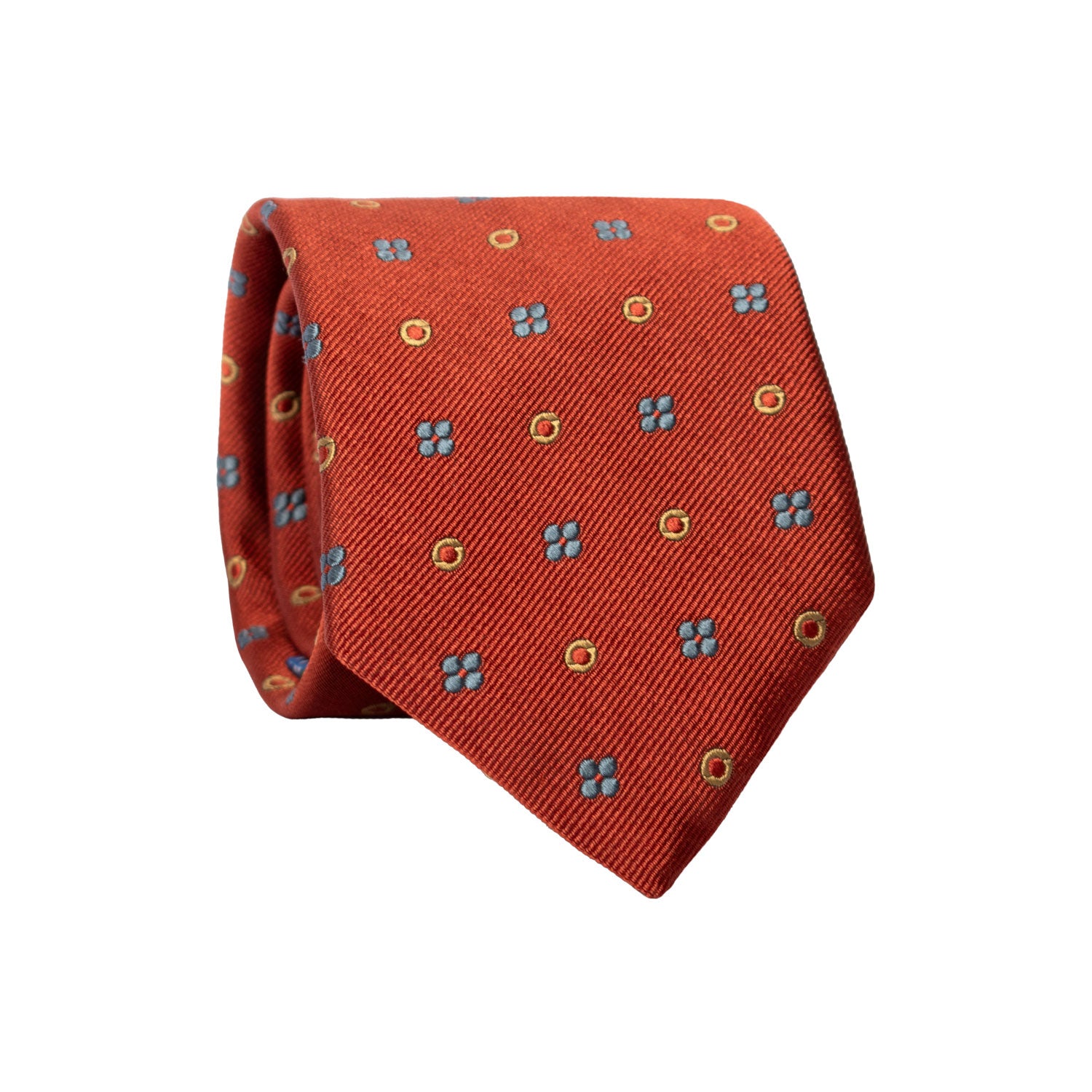 Cravatta di Seta Ruggine Fantasia Grigia Verde Oliva AN7373 Graffeo Cravatte Made in Italy Rotolo