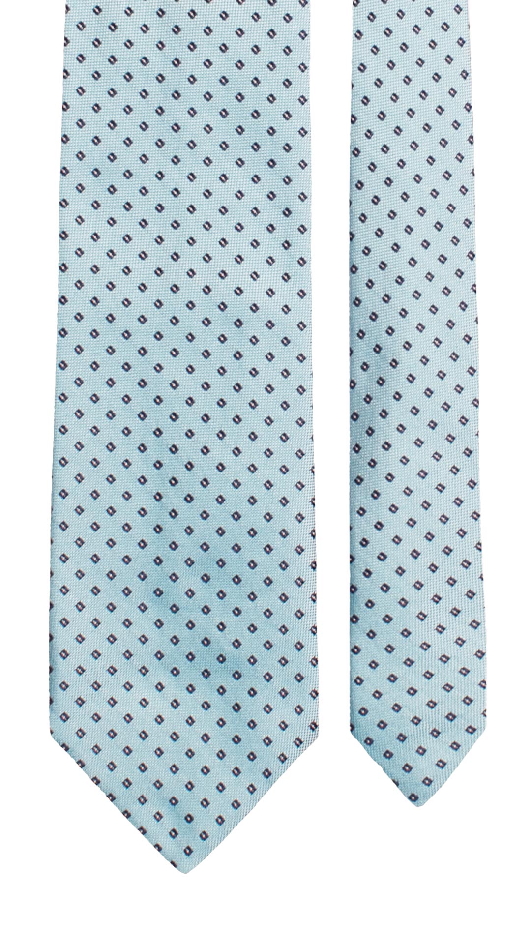 Cravatta di Seta Verde Acqua Fantasia Blu Notte Bianco 7662 Made in Italy Graffeo Cravatte Pala