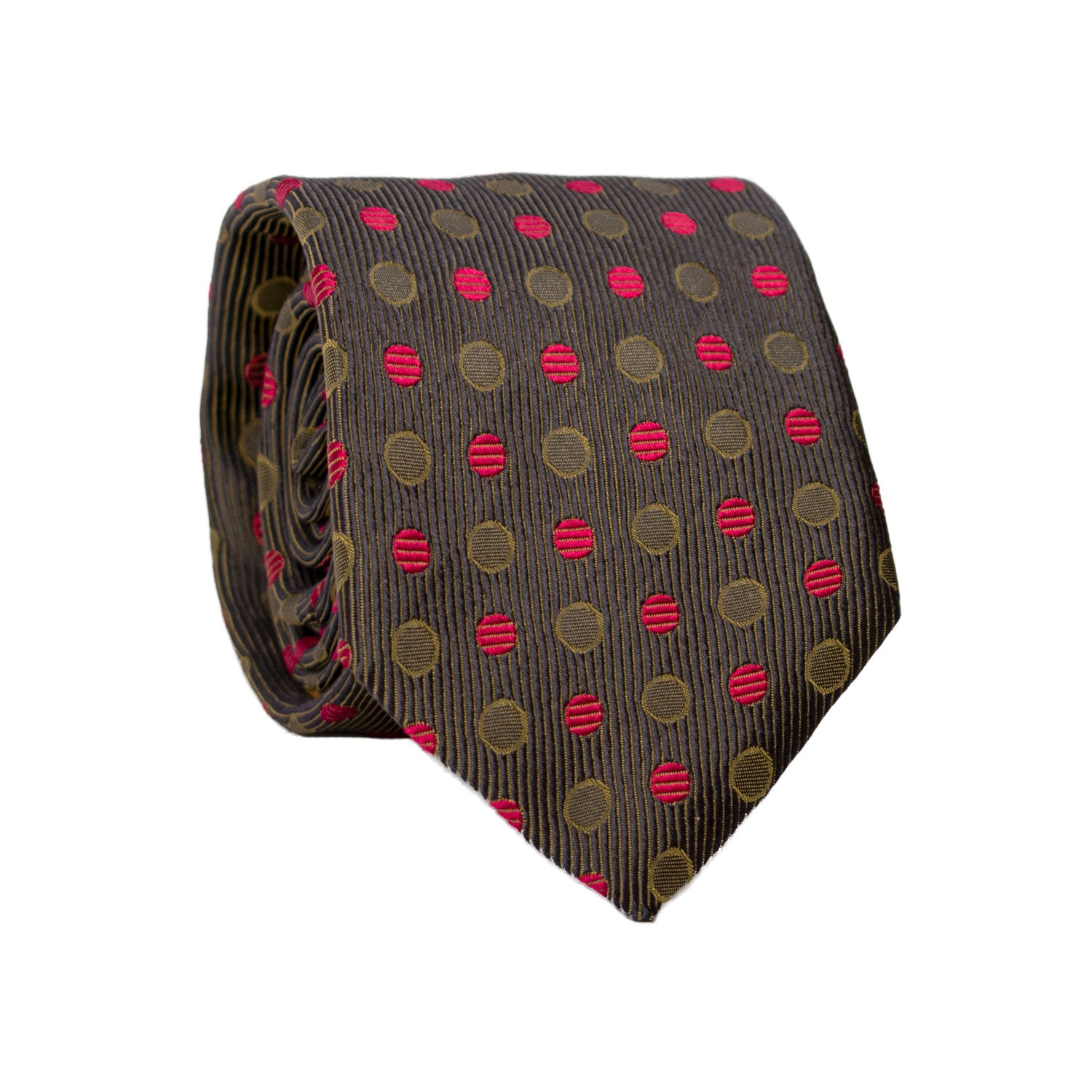 Cravatta di Seta Verde Blu Fantasia Tono su Tono Fucsia 7249 Graffeo Cravatte Made in Italy Rotolo