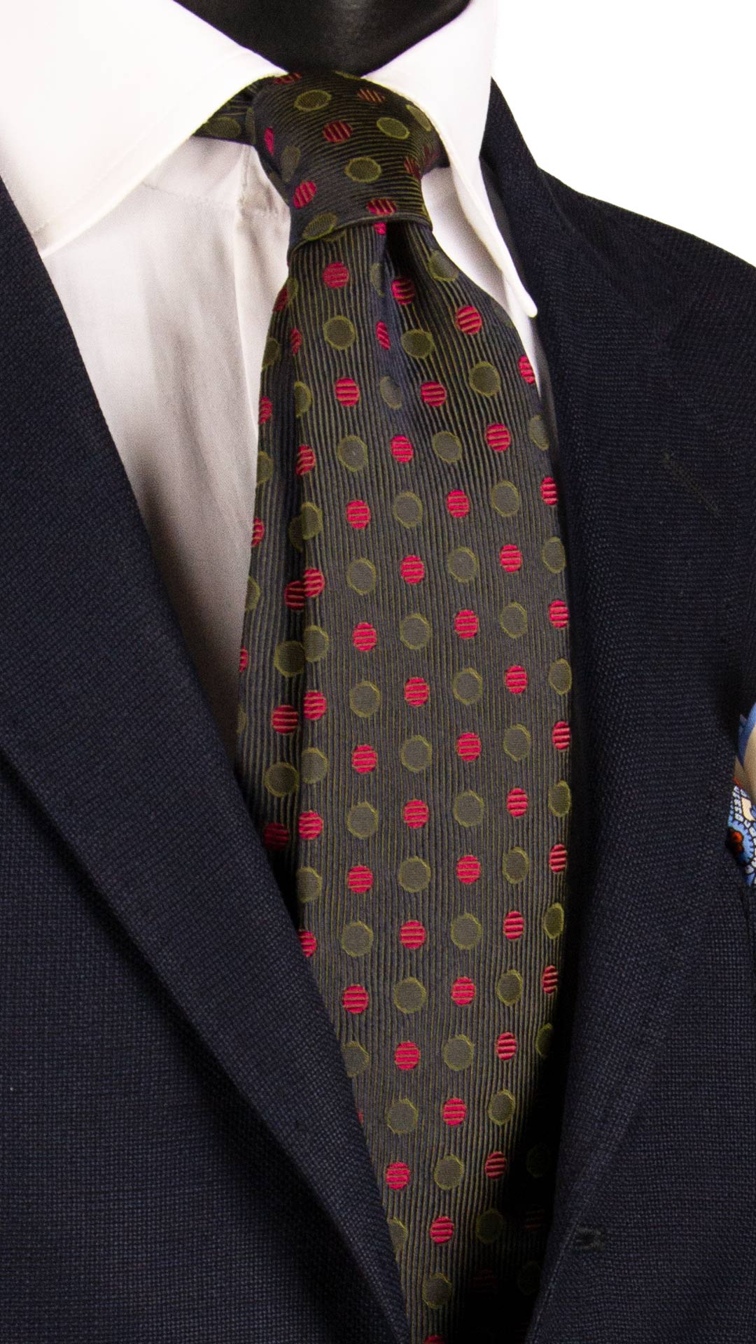 Cravatta di Seta Verde Blu Fantasia Tono su Tono Fucsia 7249 Graffeo Cravatte Made in Italy