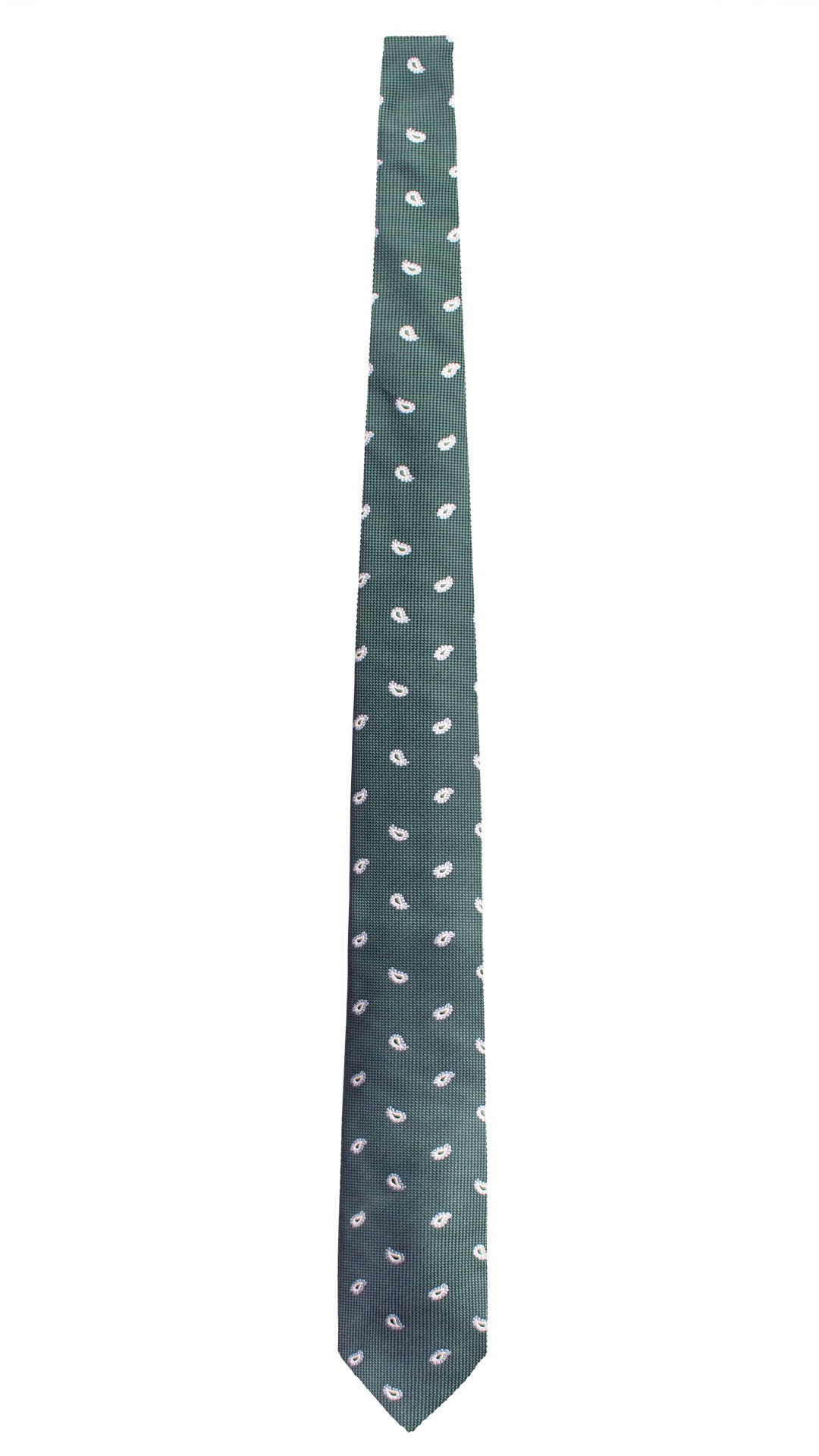 Cravatta di Seta Verde Blu Paisley Celeste Bianco 2083 Graffeo Cravatte Made in Italy Intera