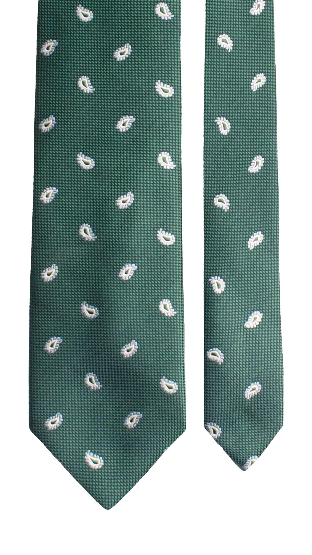 Cravatta di Seta Verde Blu Paisley Celeste Bianco 2083 Graffeo Cravatte Made in Italy Pala