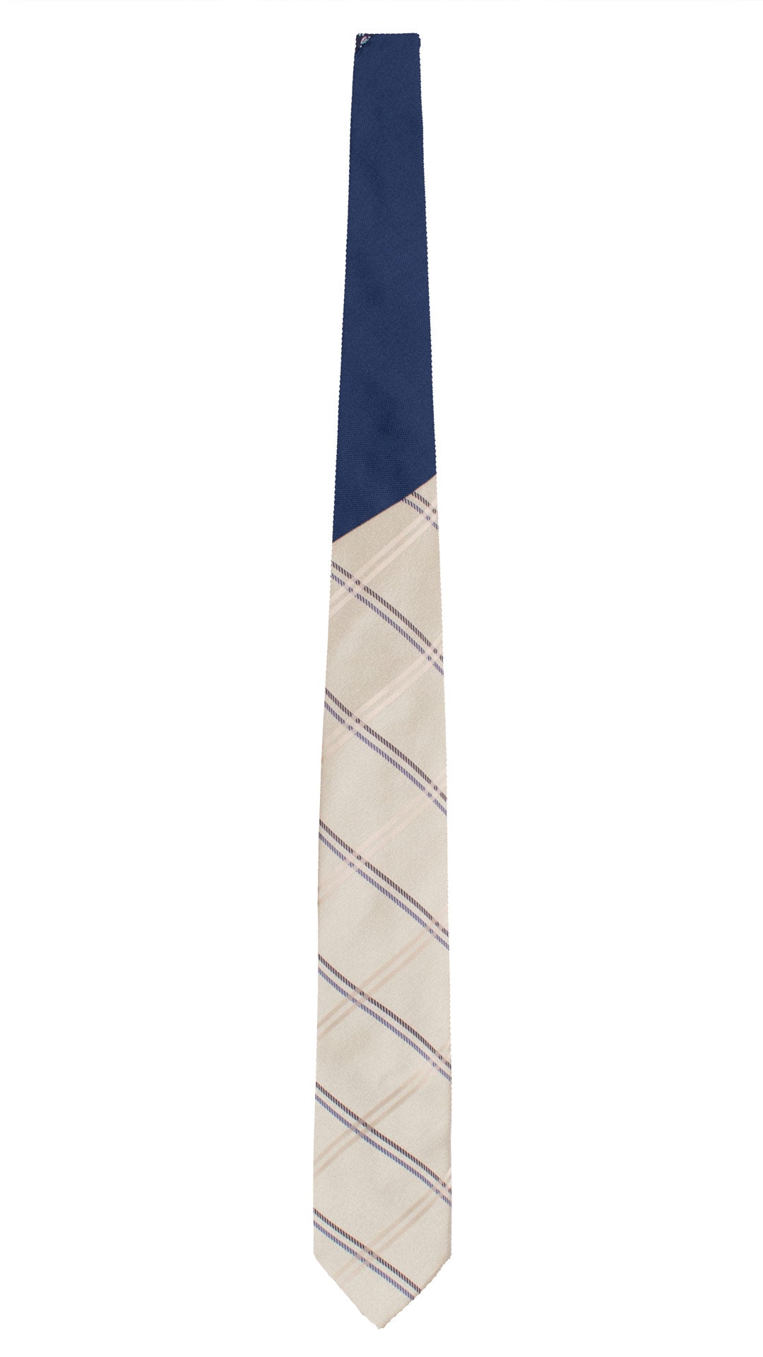 Cravatta di Seta Verde Chiaro a Quadri Avorio Blu Blu Navy Nodo in Contrasto Blu Navy Tinta Unita N3371 Made in Italy Graffeo Cravatte Intera