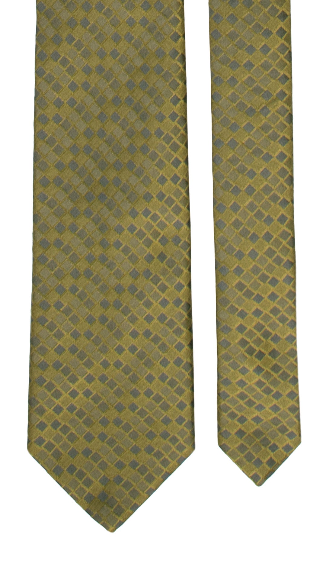 Cravatta di Seta Verde Fantasia Blu 7244 Graffeo Cravatte Made in Italy Pala