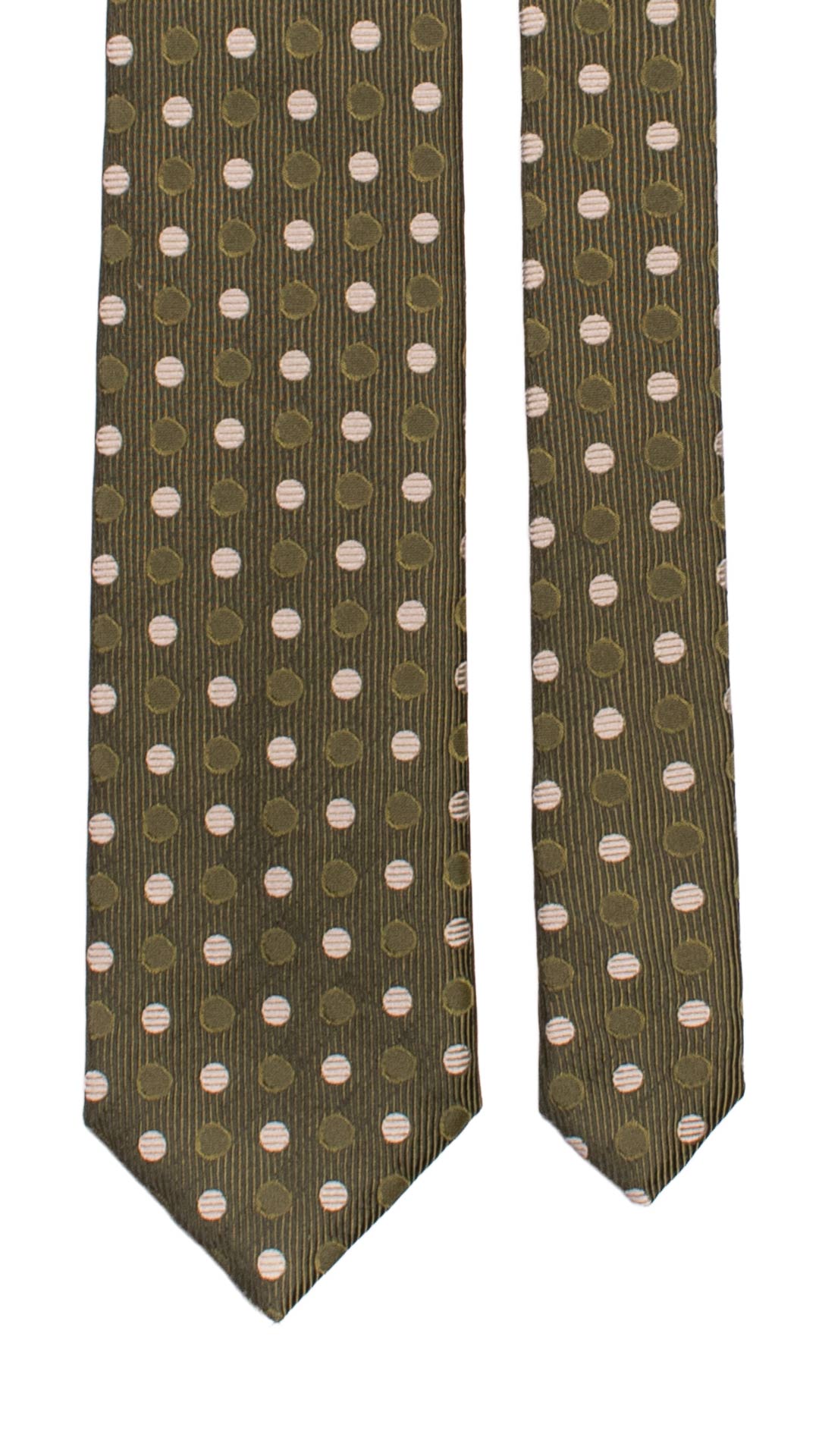 Cravatta di Seta Verde Grigia Fantasia Tono su Tono Grigio Chiaro 7247 Graffeo Cravatte Made in Italy Pala